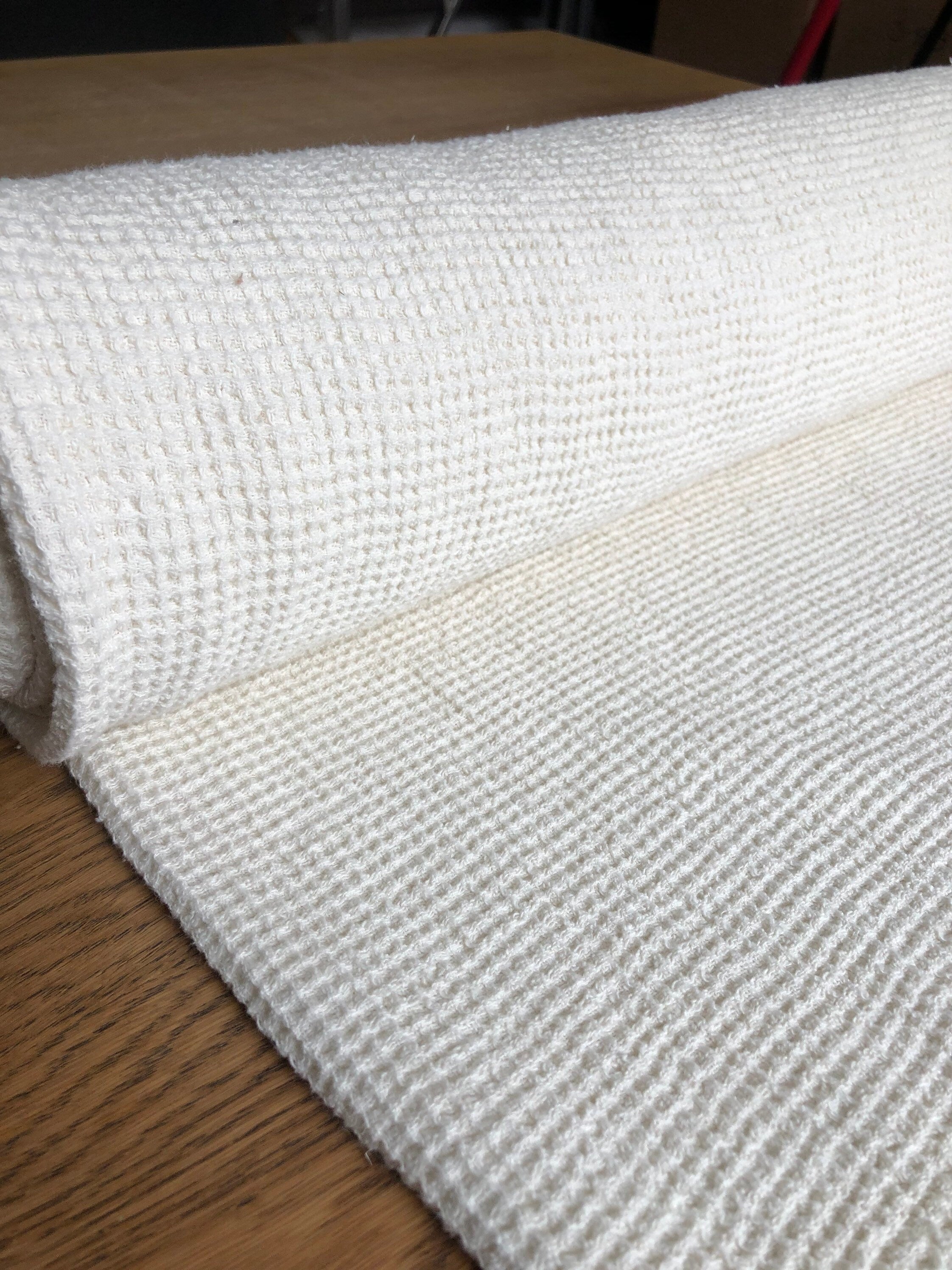 White Waffle Linen Fabric: 80" Extra Wide, 500g