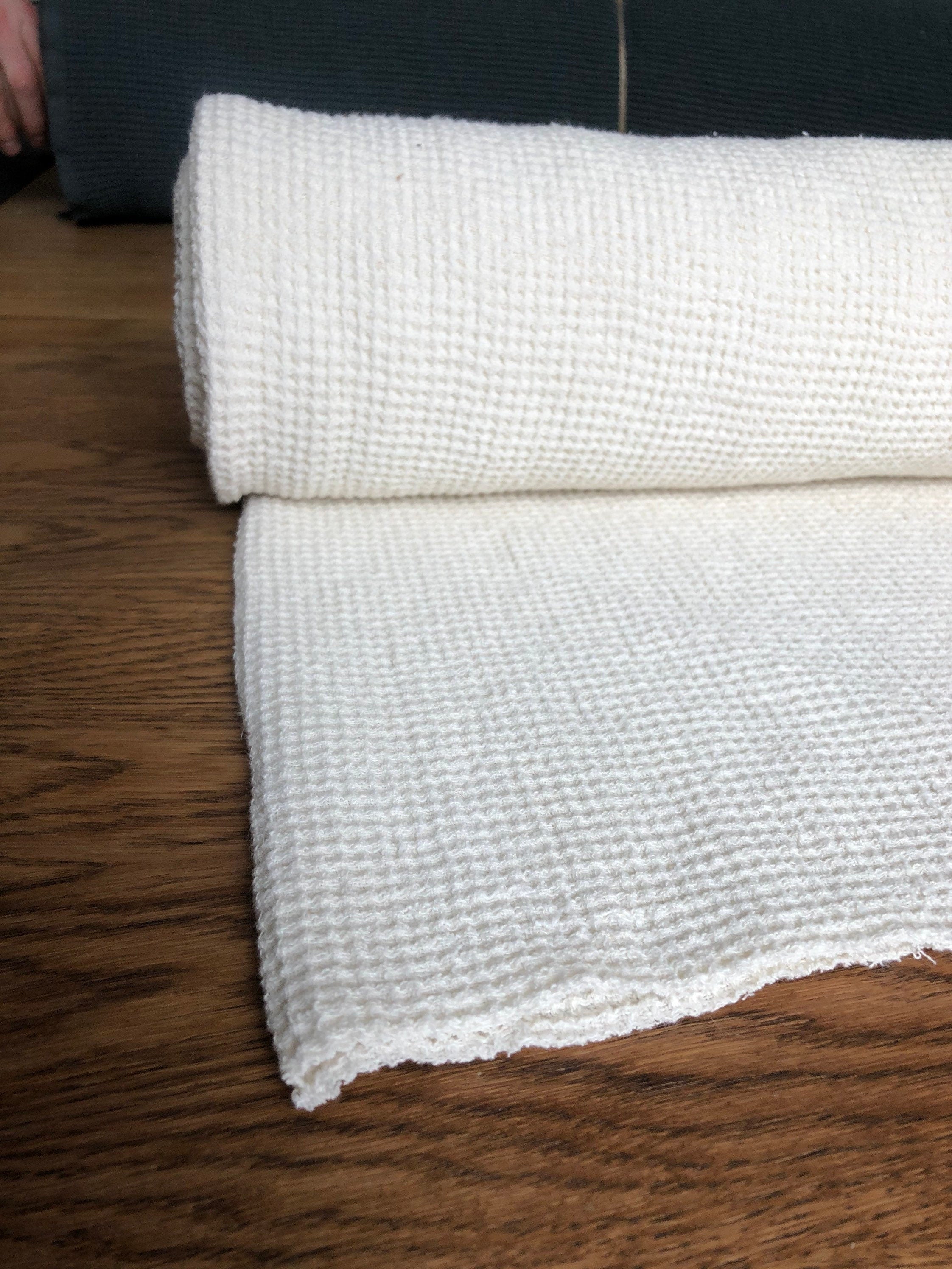 White Waffle Linen Fabric: 80" Extra Wide, 500g