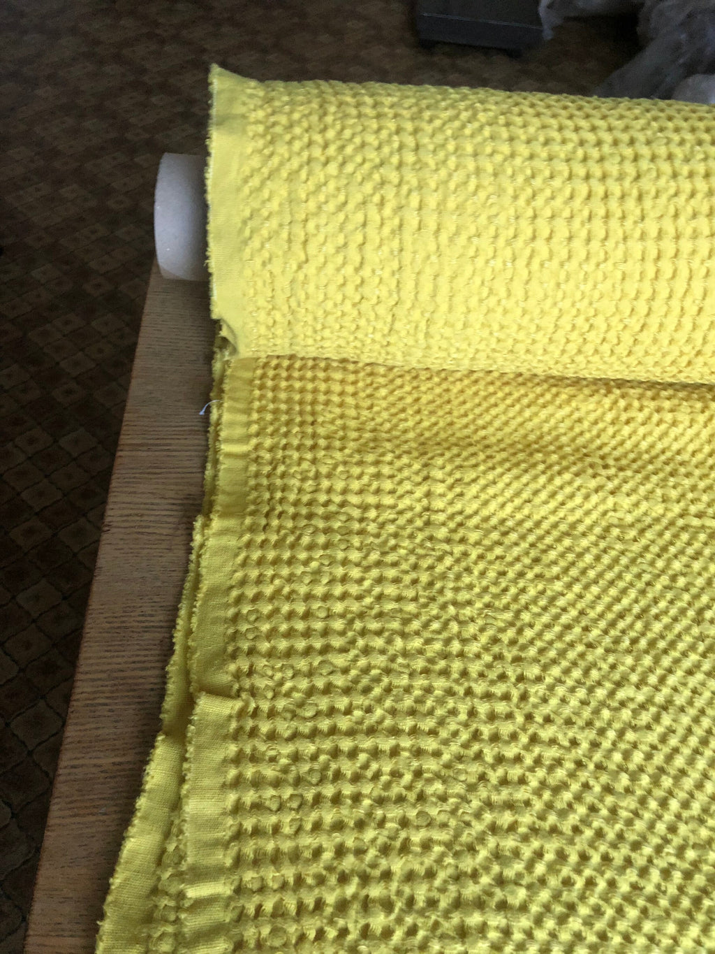 Extra Wide Waffle Linen Cotton Fabric: Natural Garst BGO137, 88" Wide