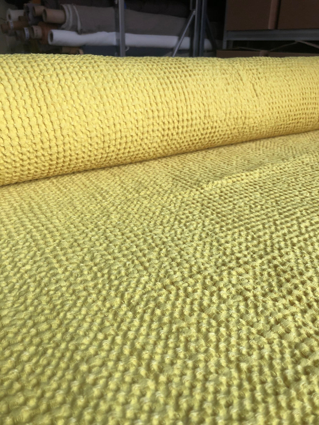 Extra Wide Waffle Linen Cotton Fabric: Natural Garst BGO137, 88" Wide