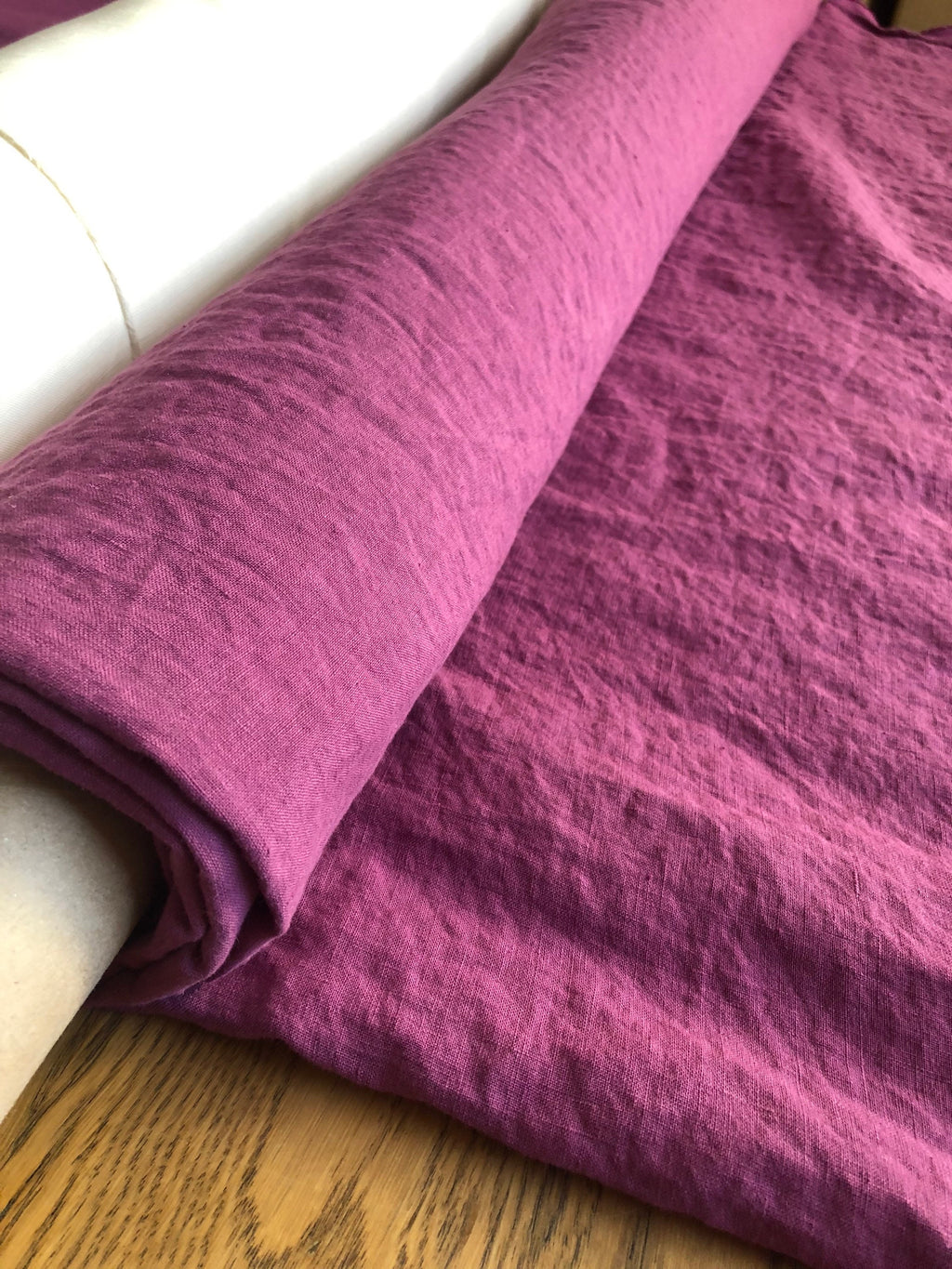 Extra Wide Linen Fabric: 100% Natural, Purple Flower Print, 99" Wide