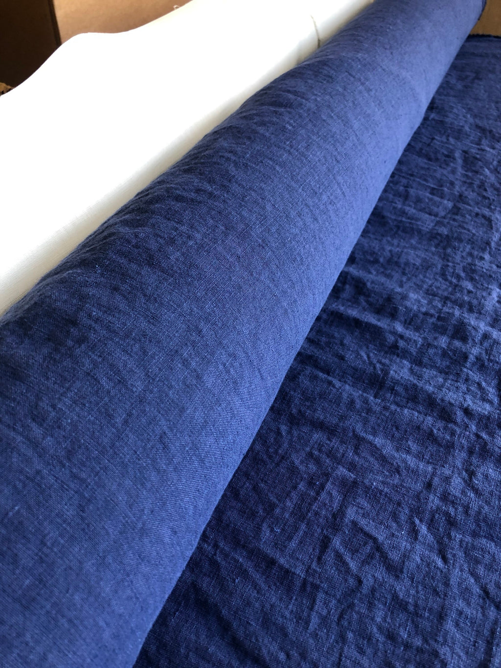 Extra Wide Blue Sapphire Linen Fabric: 100% Natural, 250cm Wide