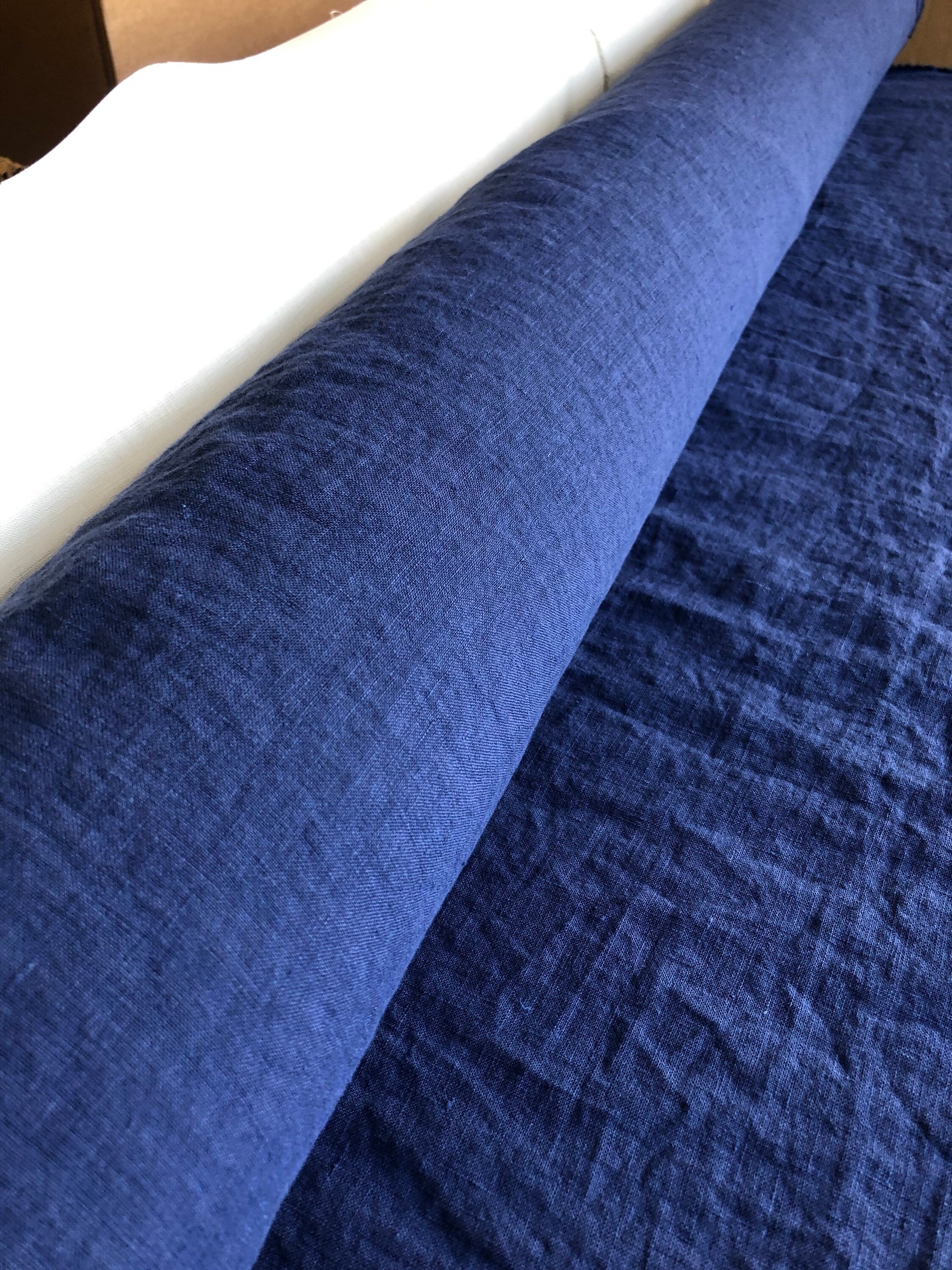 Extra Wide Blue Sapphire Linen Fabric: 100% Natural, 250cm Wide