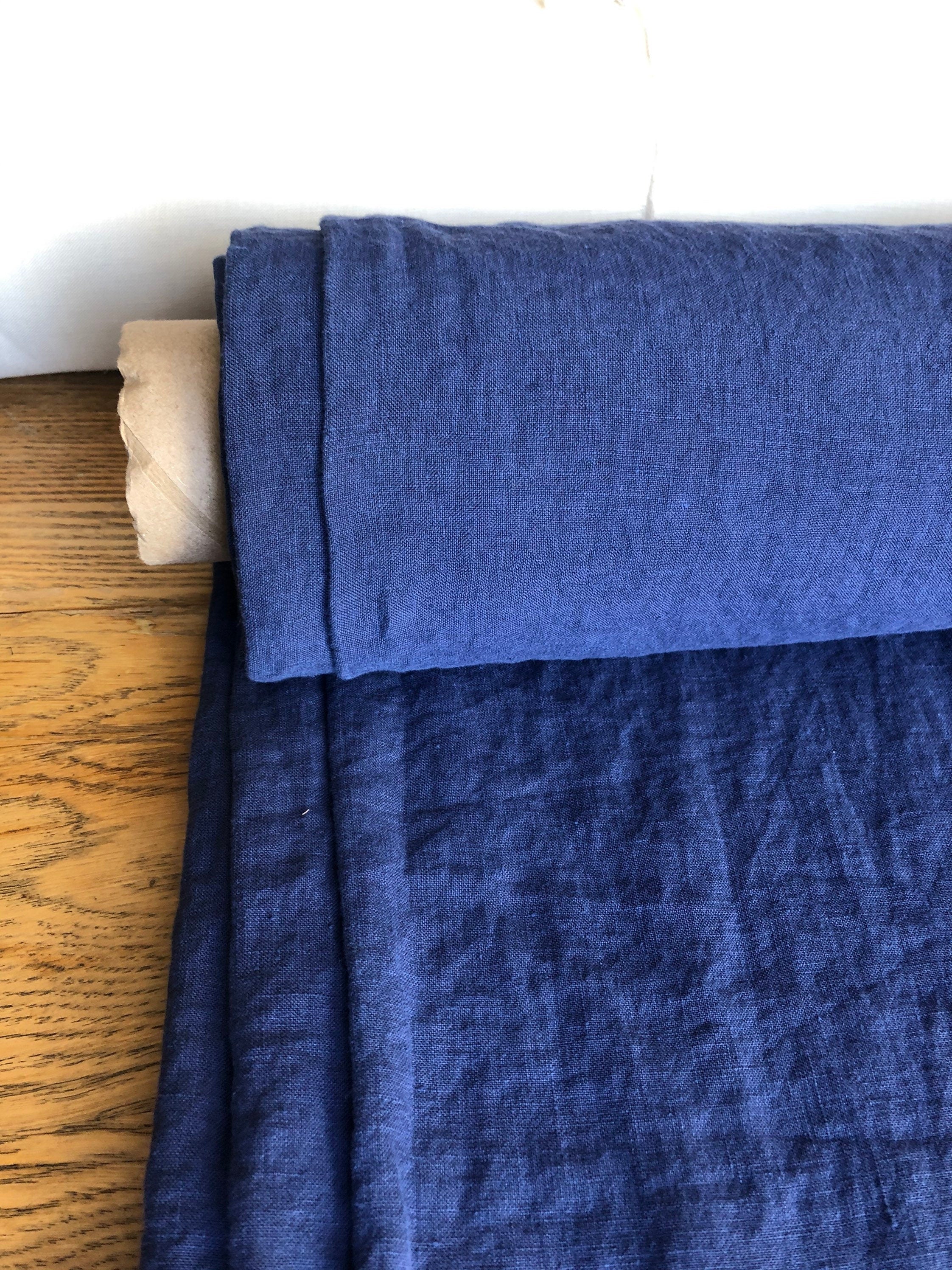 Extra Wide Blue Sapphire Linen Fabric: 100% Natural, 250cm Wide