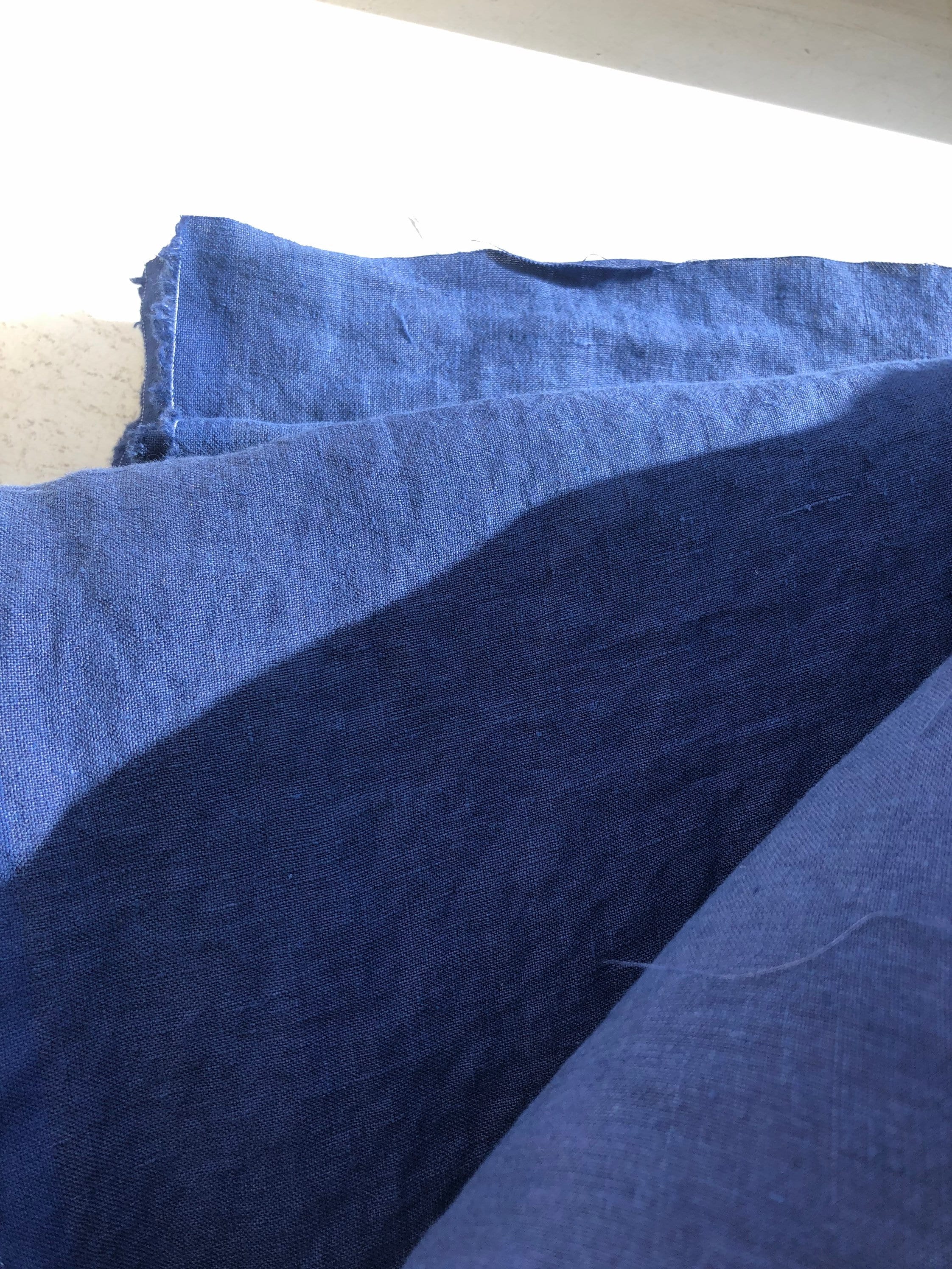 Extra Wide Blue Sapphire Linen Fabric: 100% Natural, 250cm Wide