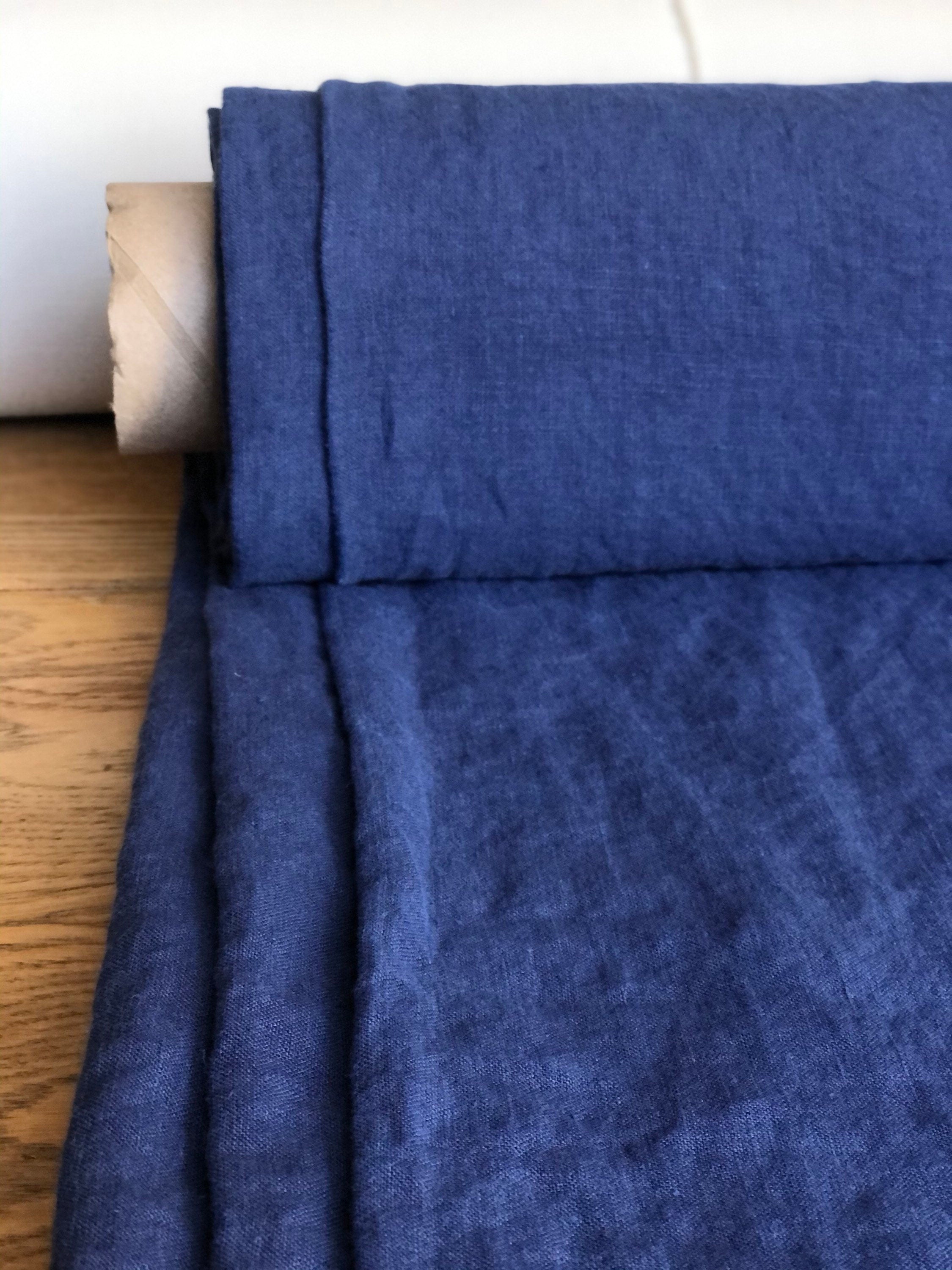 Extra Wide Blue Sapphire Linen Fabric: 100% Natural, 250cm Wide
