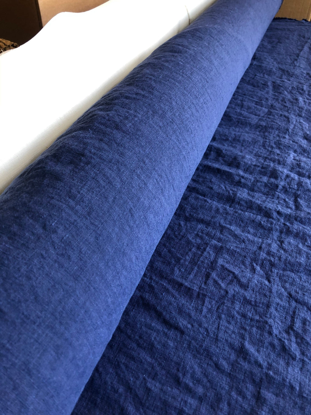 Extra Wide Blue Sapphire Linen Fabric: 100% Natural, 250cm Wide