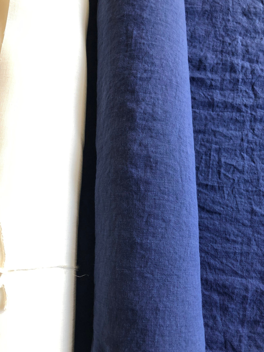 Extra Wide Blue Sapphire Linen Fabric: Softened 100% Natural Linen