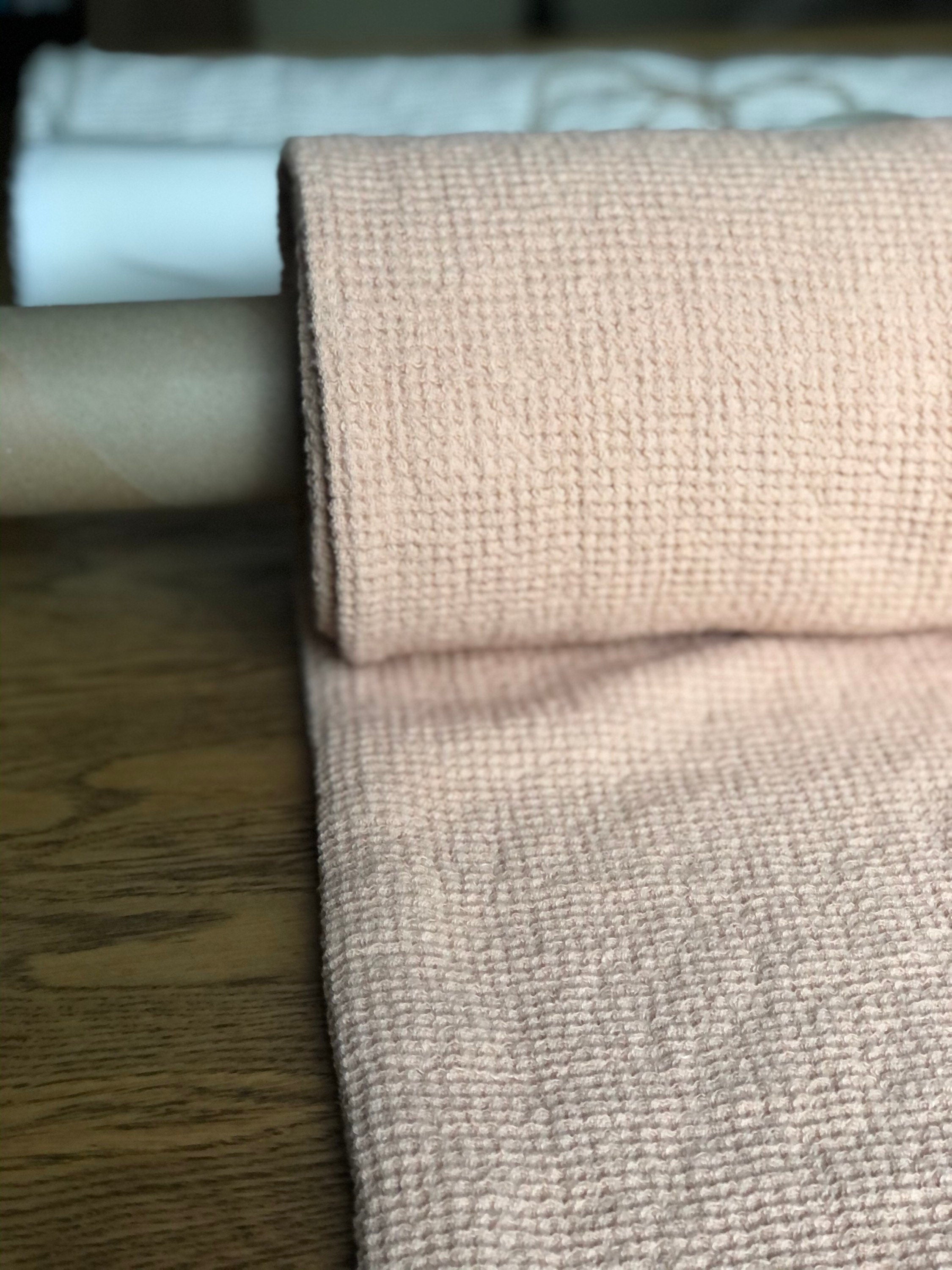 Dusty Pink Waffle Linen Fabric: 80" Extra Wide, 500g