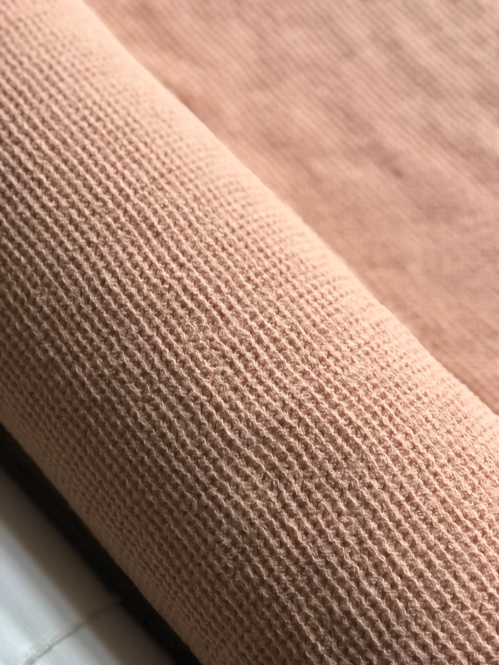 Dusty Pink Waffle Linen Fabric: 80" Extra Wide, 500g