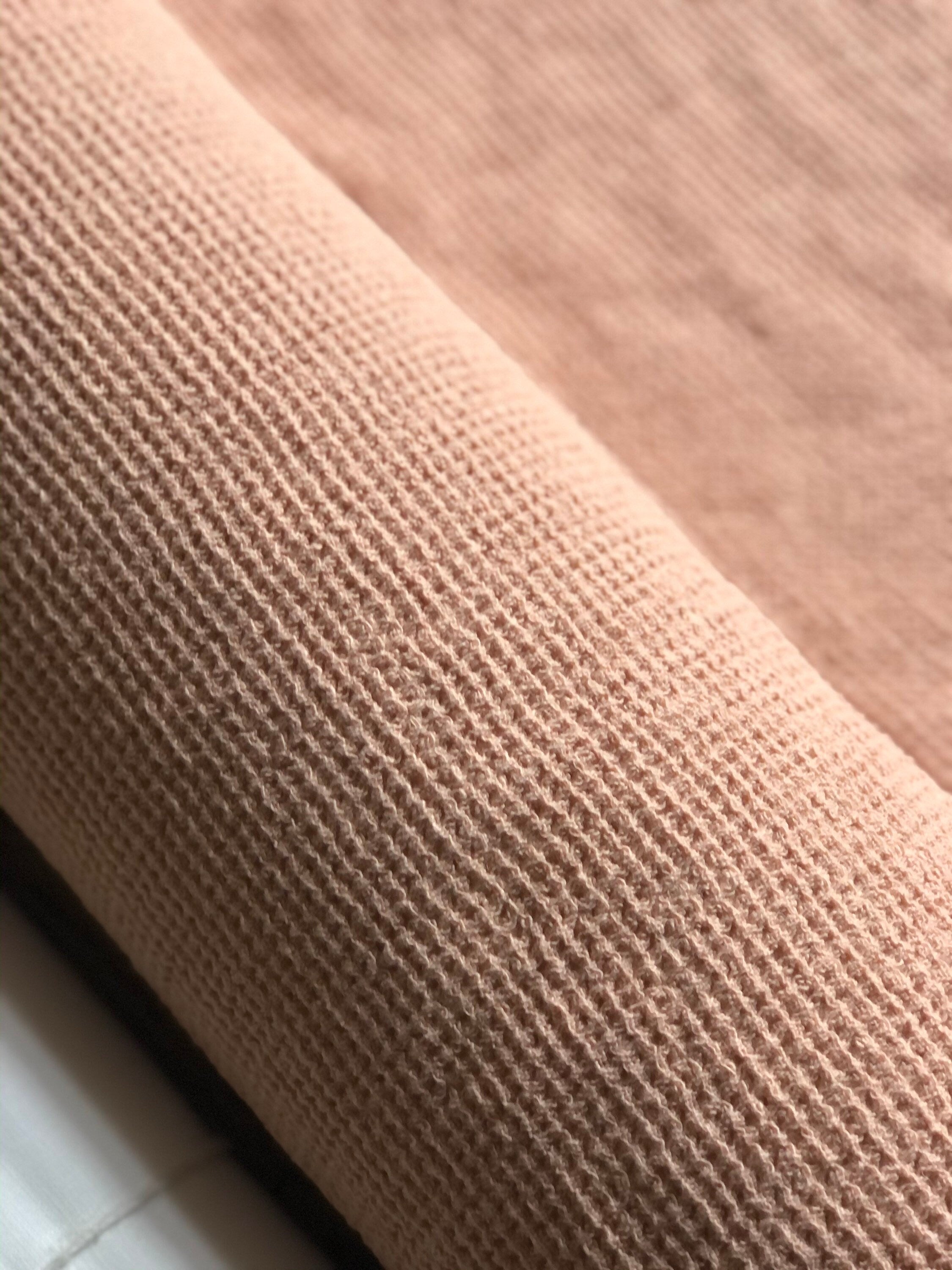 Dusty Pink Waffle Linen Fabric: 80" Extra Wide, 500g