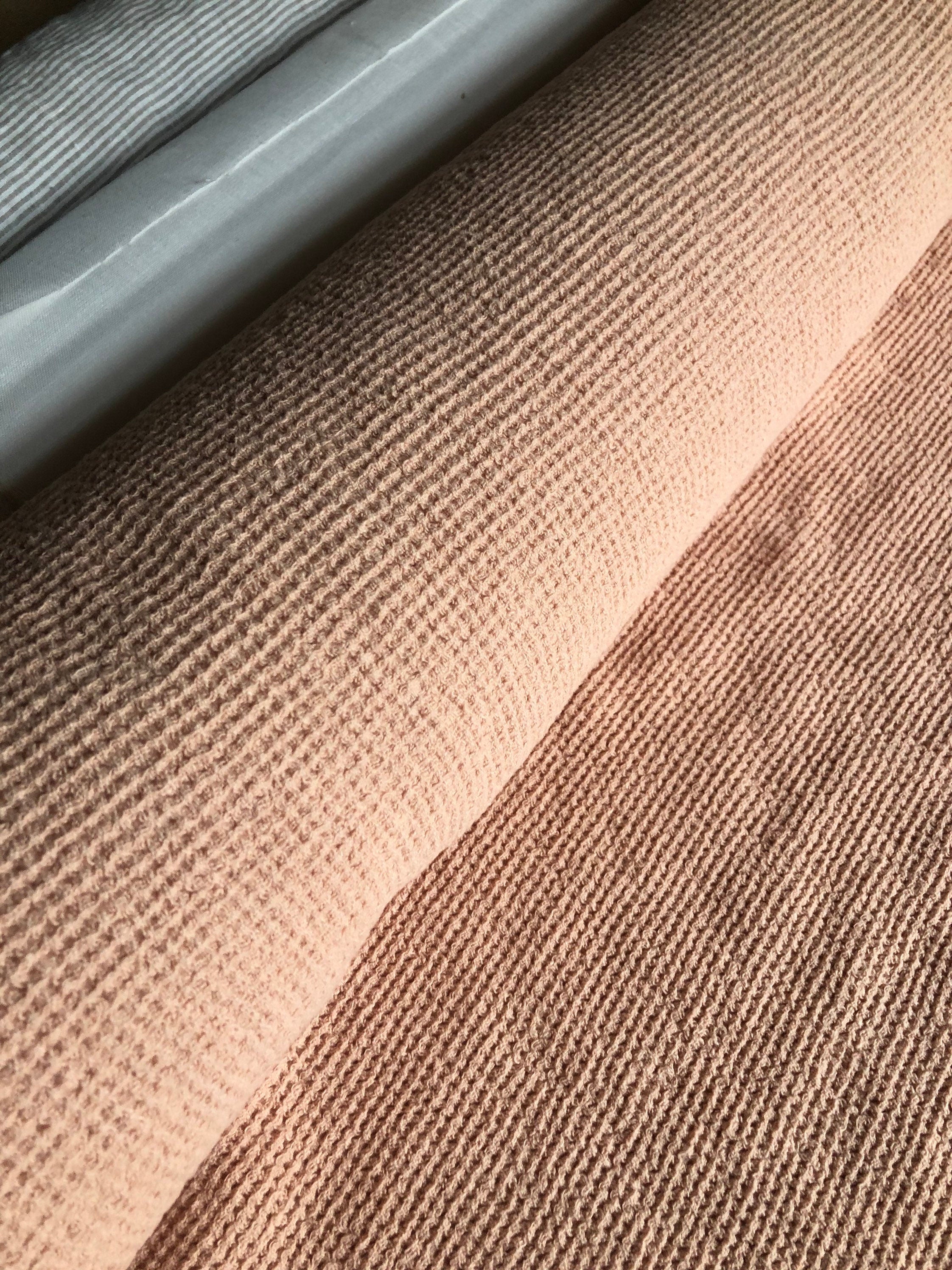 Dusty Pink Waffle Linen Fabric: 80" Extra Wide, 500g
