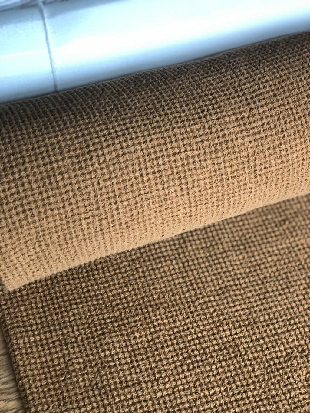 Spicy Waffle Linen Fabric: 80" Extra Wide, Natural 100% Linen