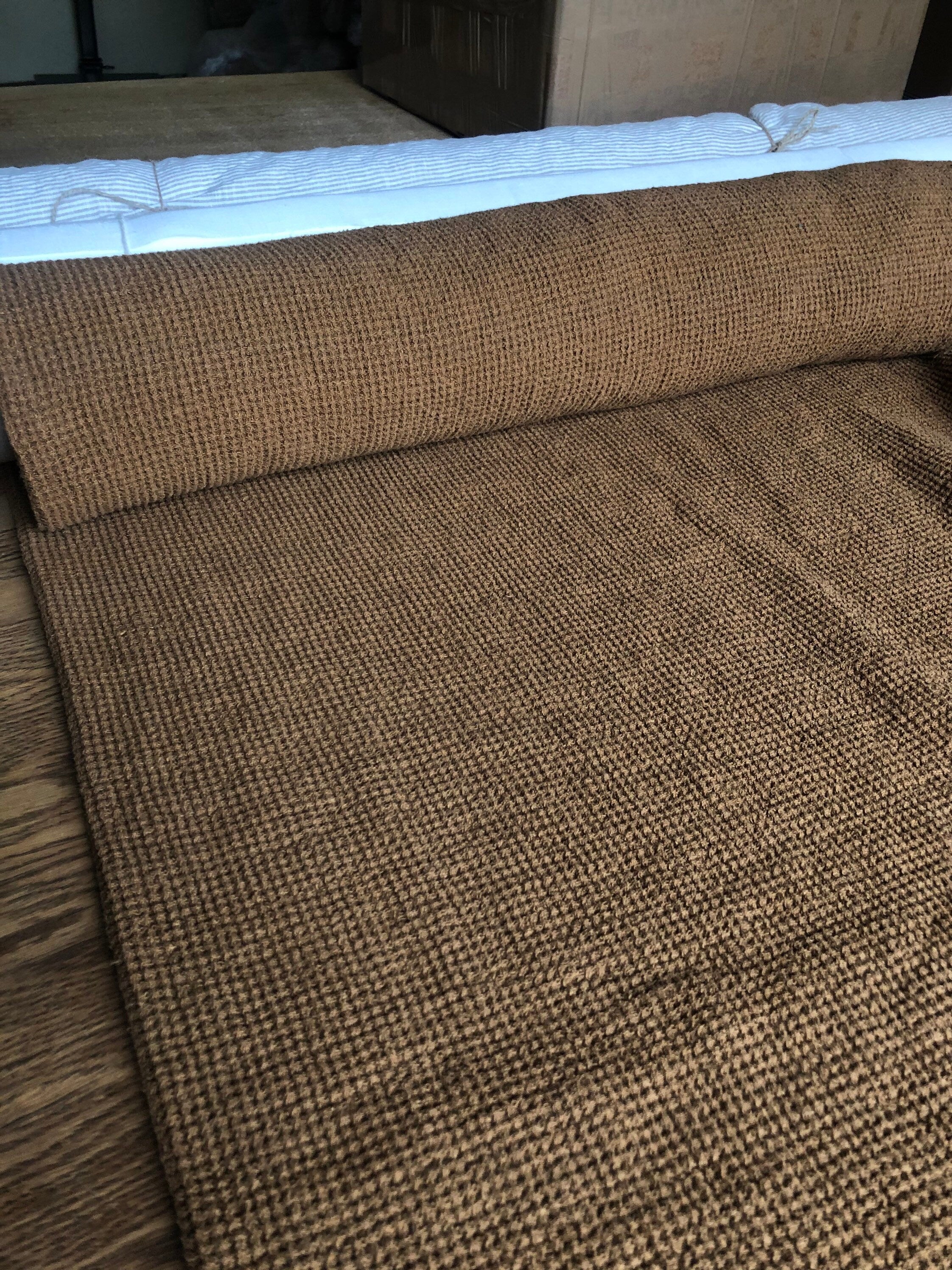 Spicy Waffle Linen Fabric: 80" Extra Wide, Natural 100% Linen