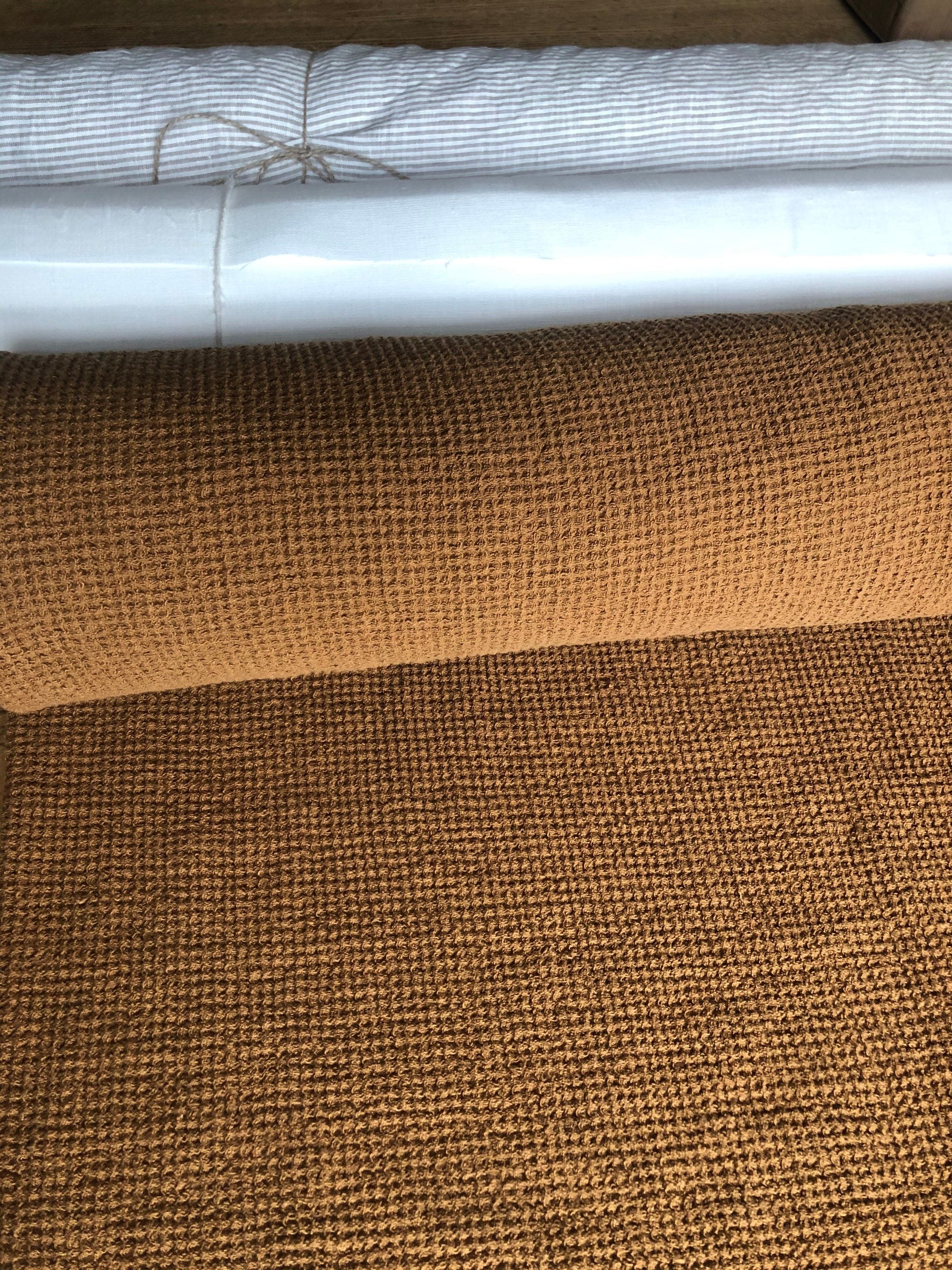 Spicy Waffle Linen Fabric: 80" Extra Wide, Natural 100% Linen