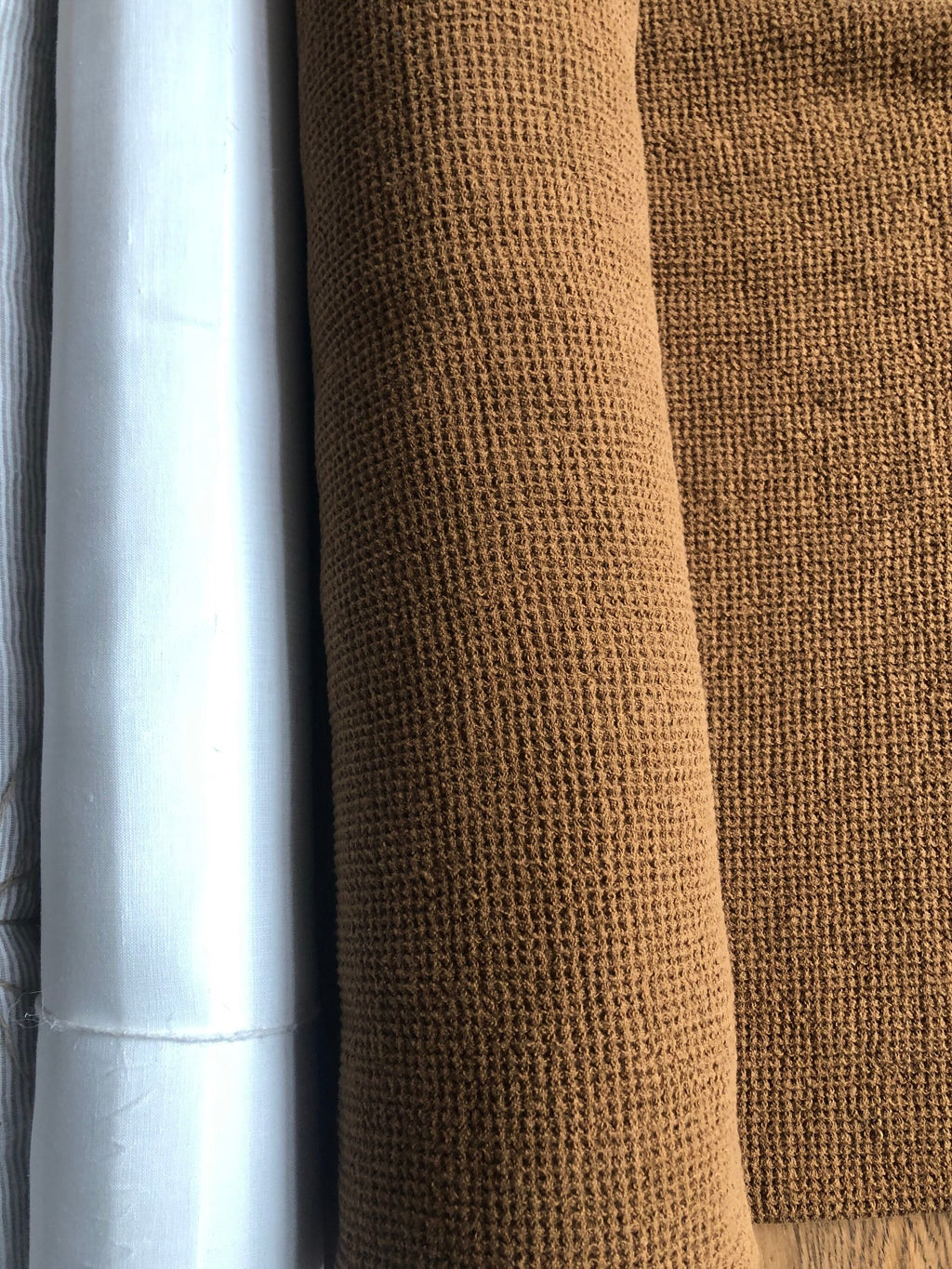 Spicy Waffle Linen Fabric: 80" Extra Wide, Natural 100% Linen