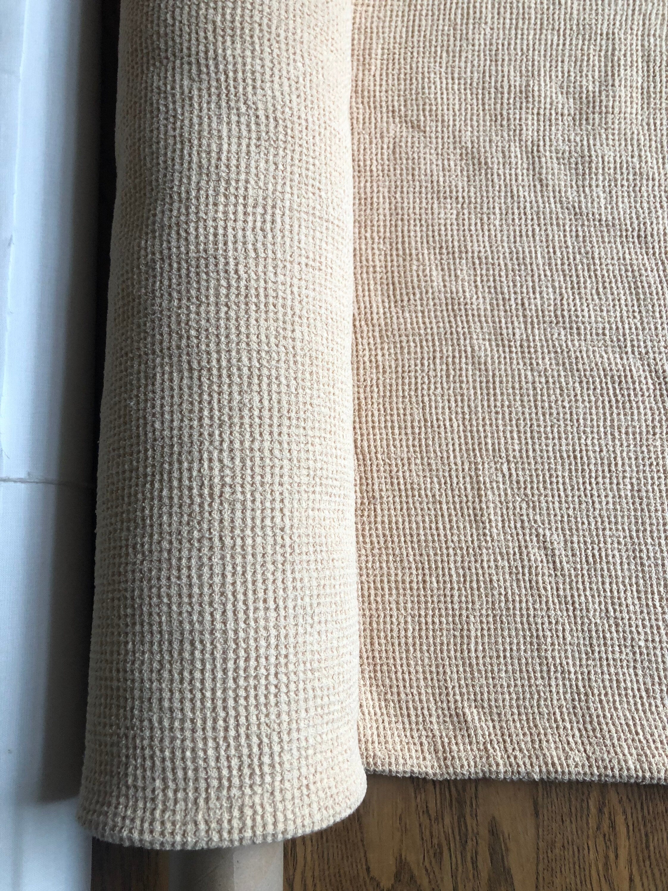 80" EXTRA WIDE 500g/200cm fabric, BGO139W warm nude , Waffle natural 100 % Linen fabric, fabric by the metre bath towel kitchen towel spa