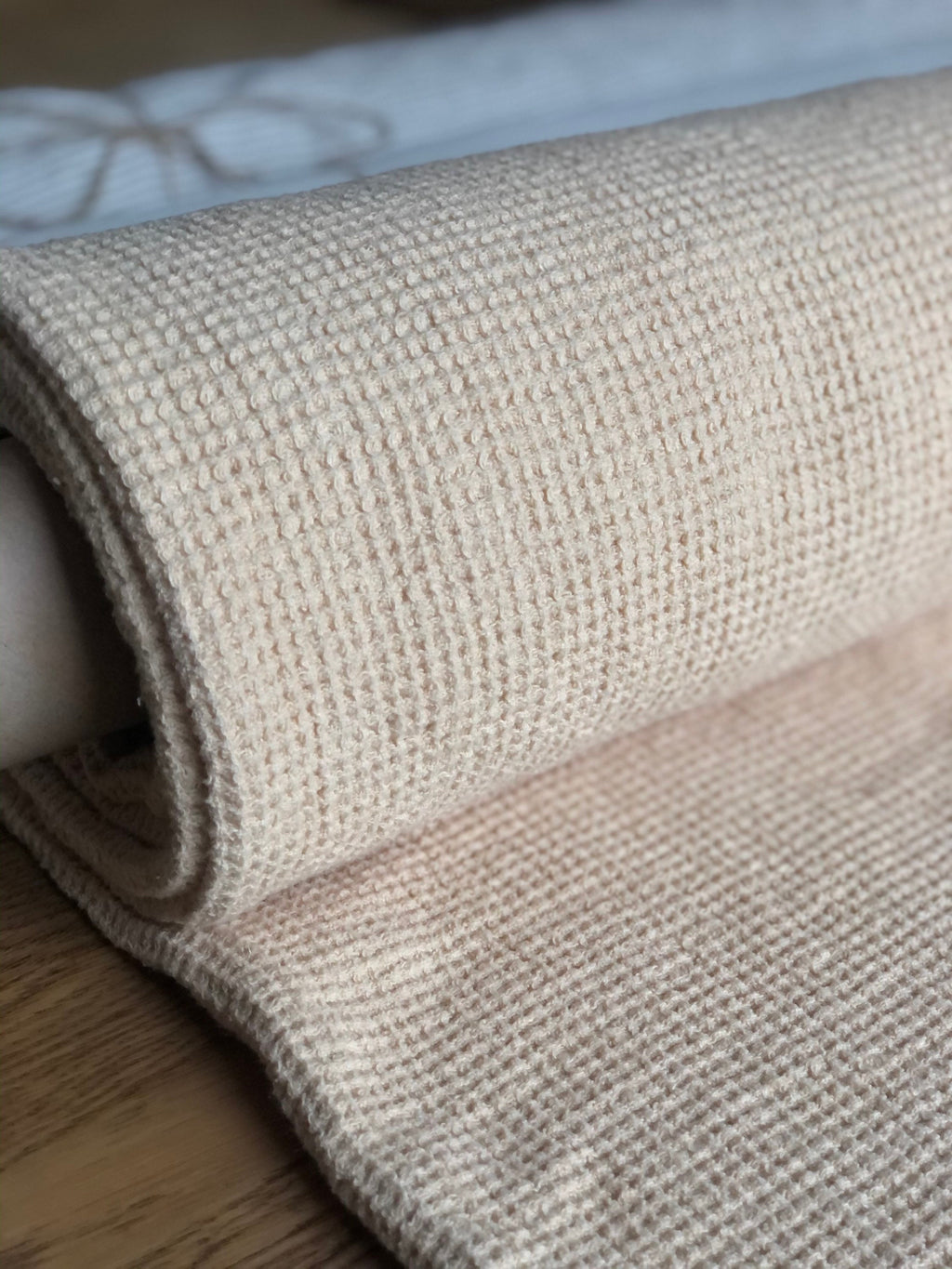 80" EXTRA WIDE 500g/200cm fabric, BGO139W warm nude , Waffle natural 100 % Linen fabric, fabric by the metre bath towel kitchen towel spa