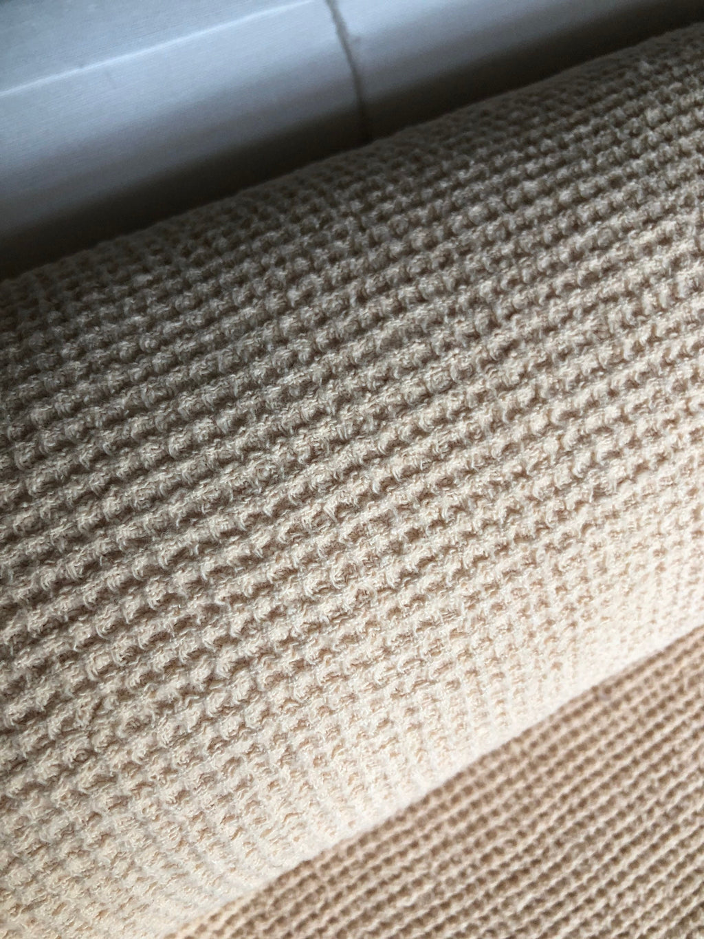 80" EXTRA WIDE 500g/200cm fabric, BGO139W warm nude , Waffle natural 100 % Linen fabric, fabric by the metre bath towel kitchen towel spa
