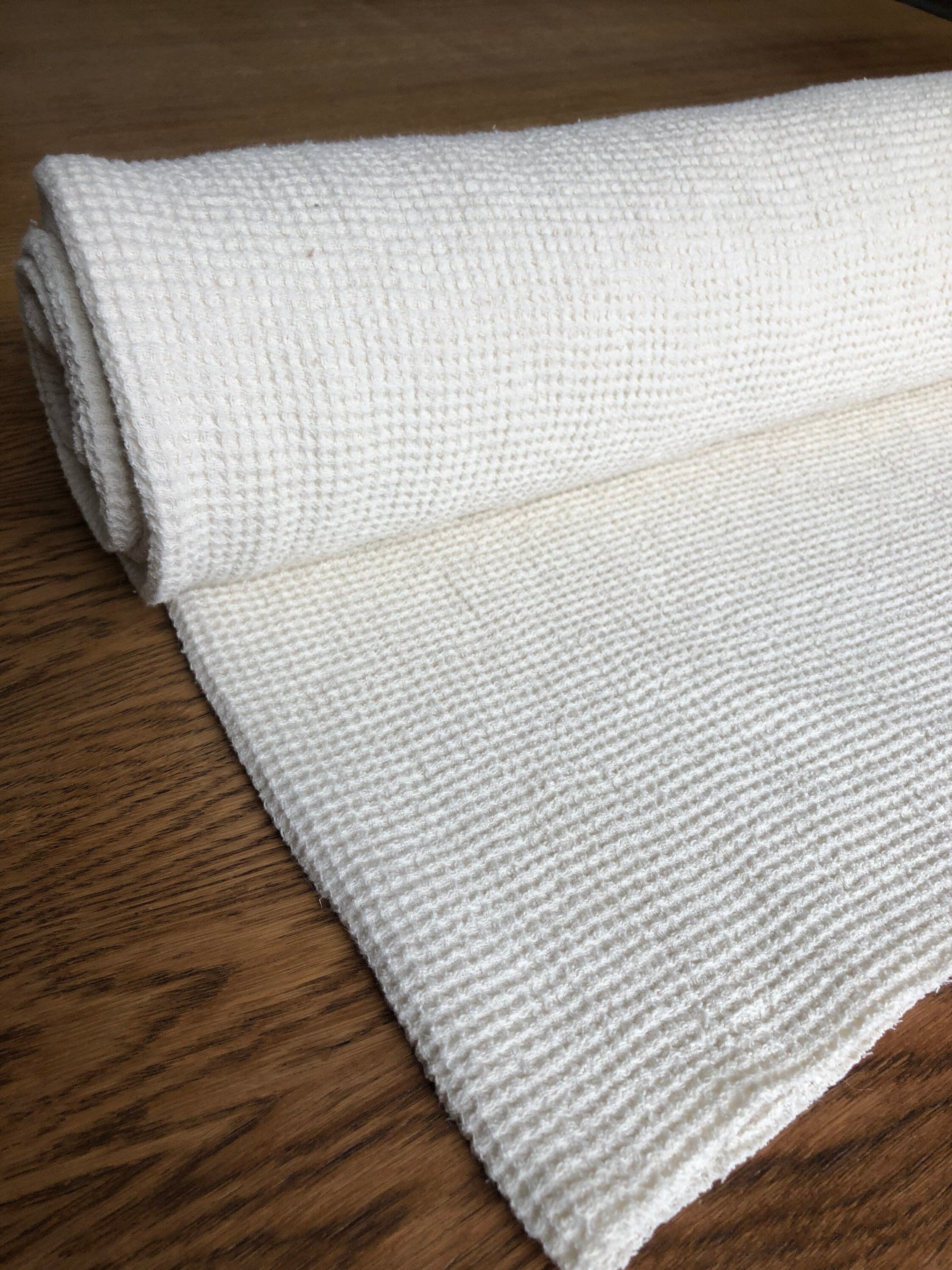 White Waffle Linen Fabric: 80" Extra Wide, 500g