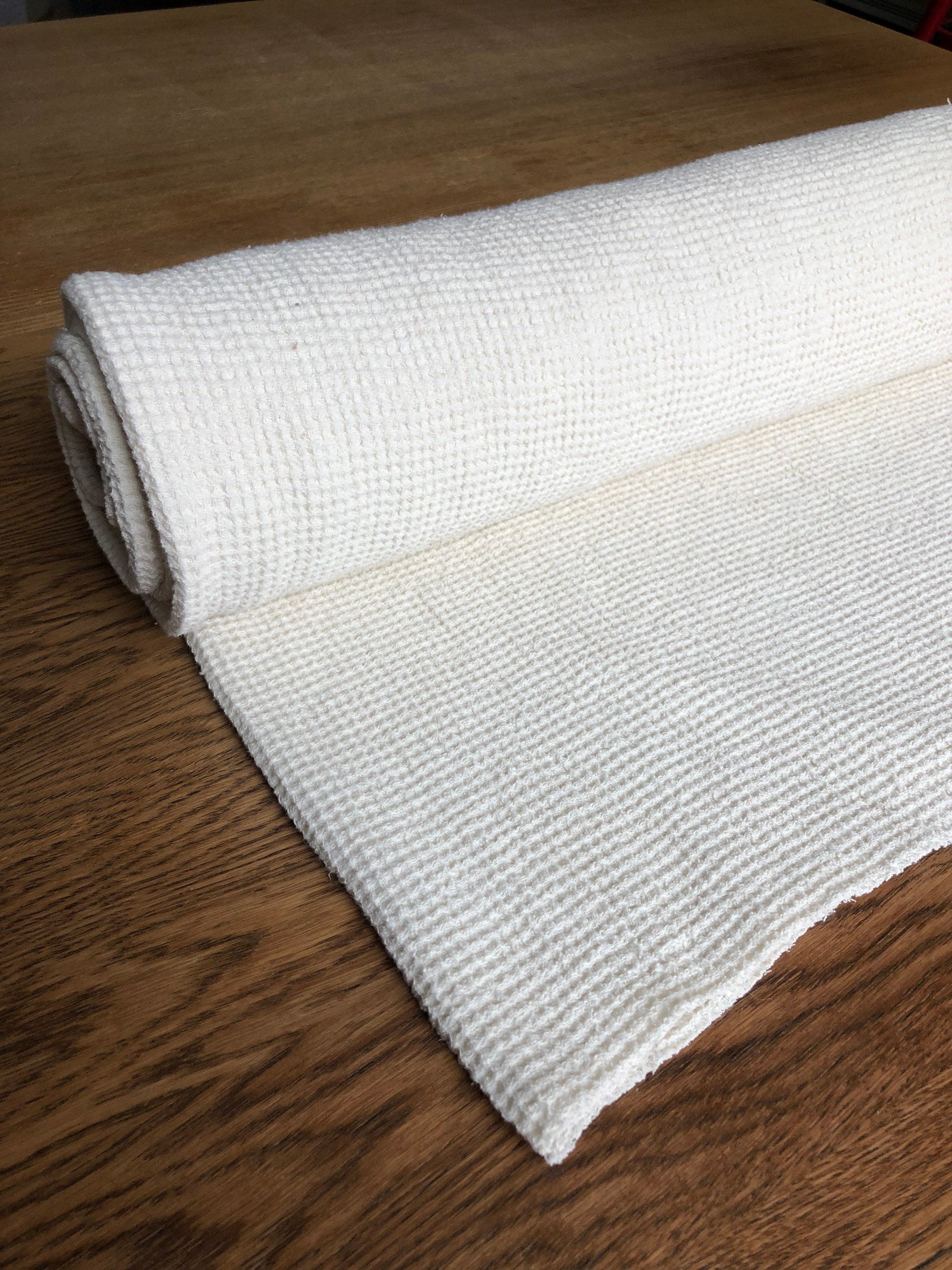 White Waffle Linen Fabric: 80" Extra Wide, 500g