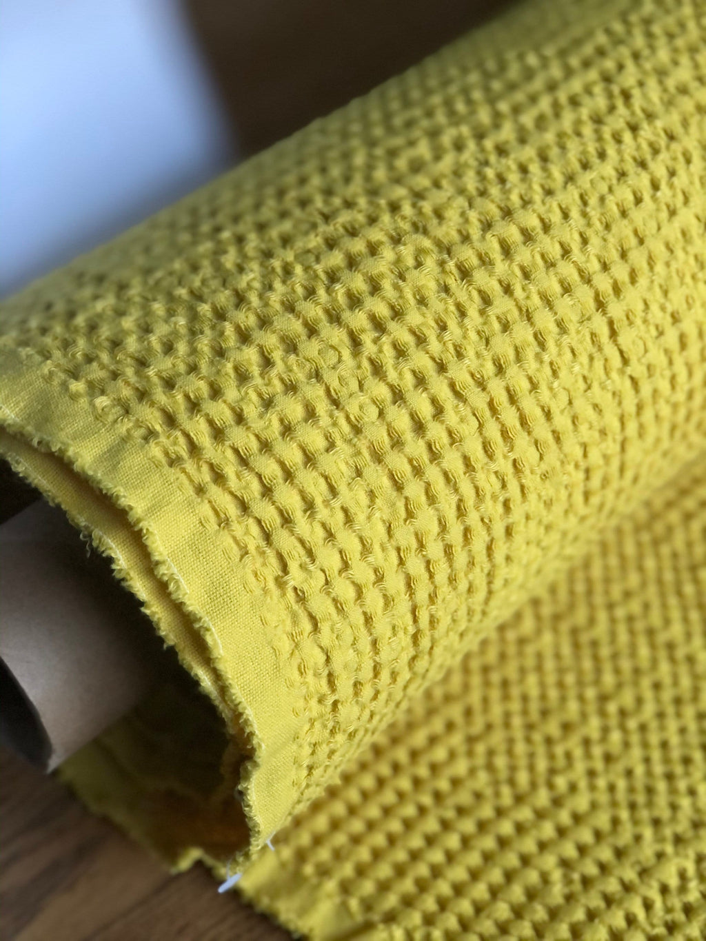 Extra Wide Waffle Linen Cotton Fabric: Natural Garst BGO137, 88" Wide