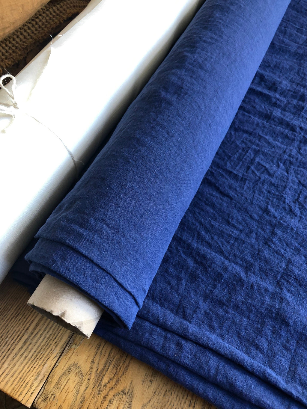 Extra Wide Blue Sapphire Linen Fabric: 100% Natural, 250cm Wide