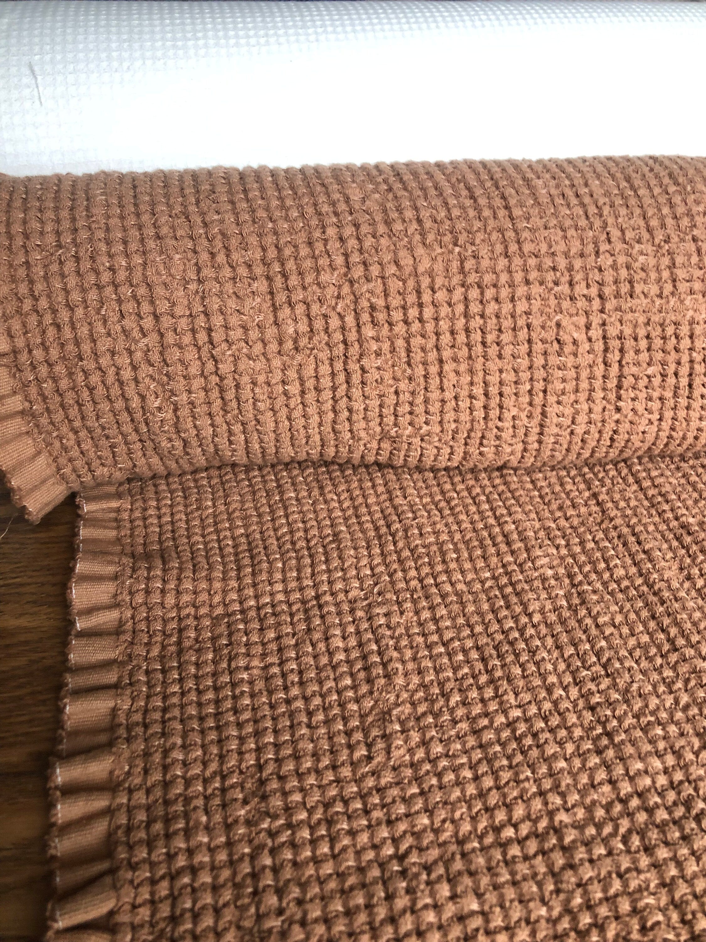 Wide Waffle Linen Cotton Fabric: Natural Weave, 94" Wide