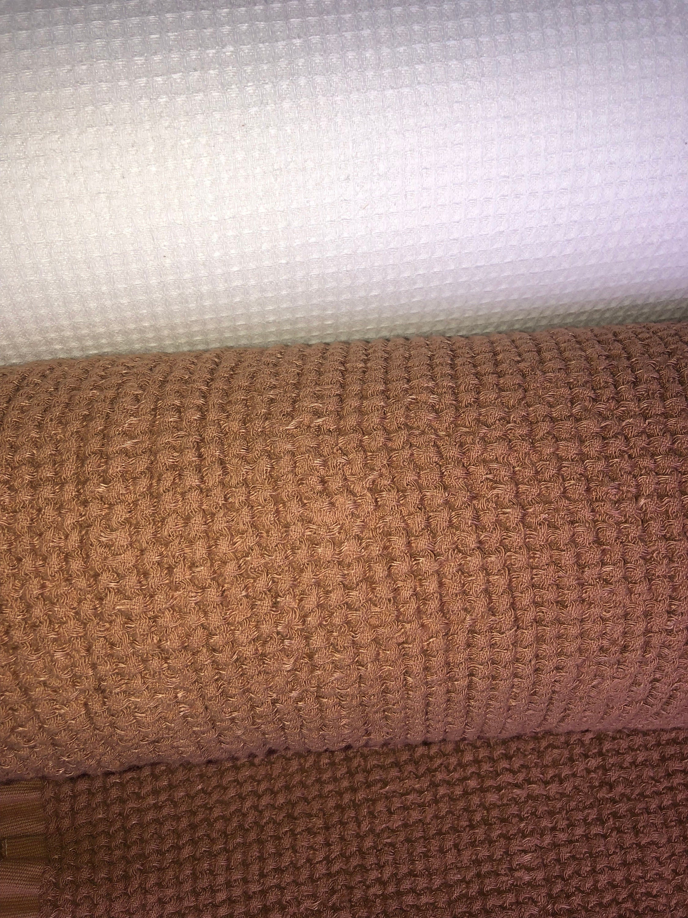 Wide Waffle Linen Cotton Fabric: Natural Weave, 94" Wide