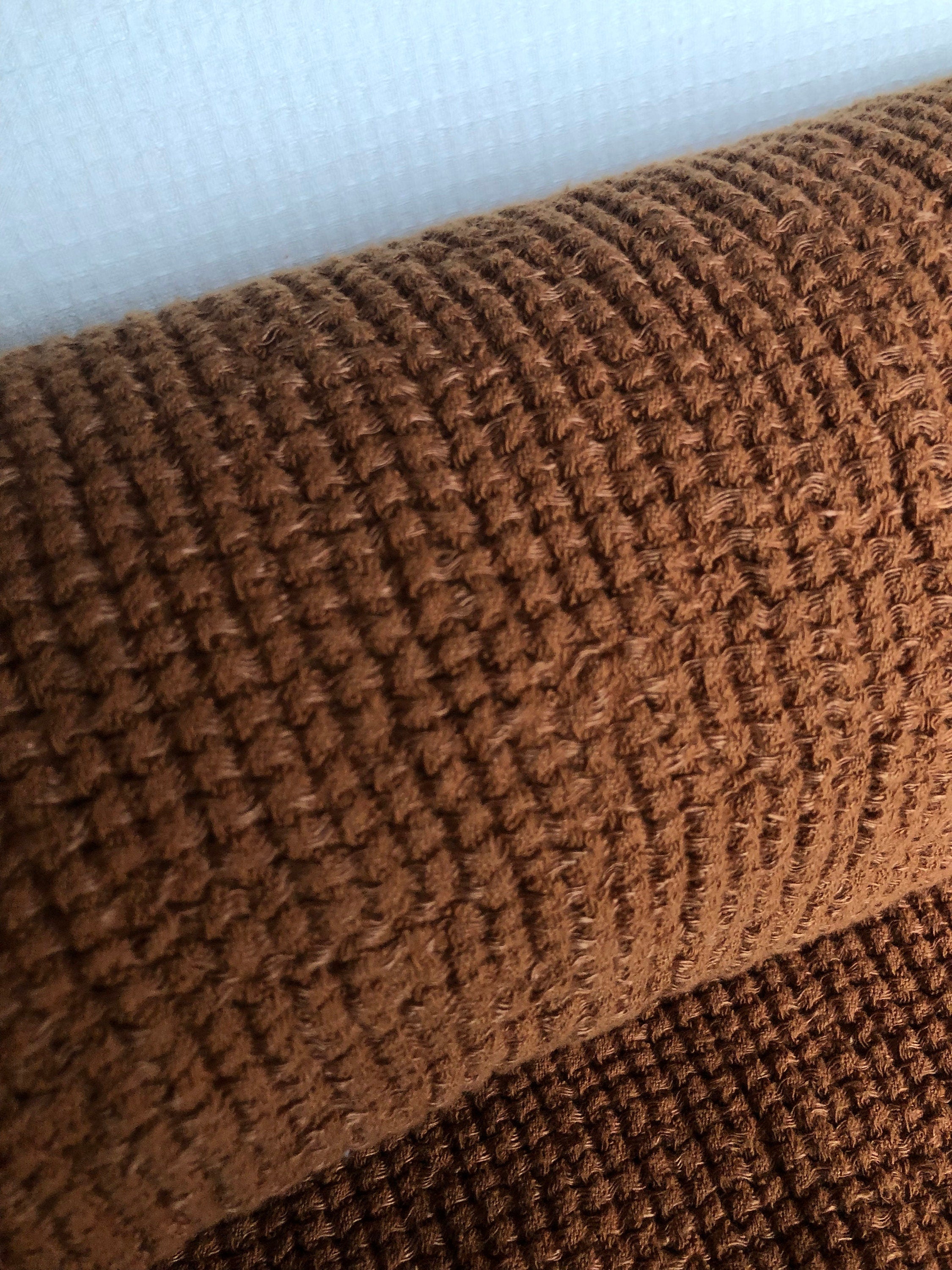 Waffle Linen Cotton Fabric: 94" Wide Squash BGO147W - By The Metre