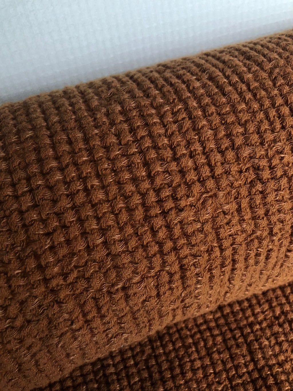 Waffle Linen Cotton Fabric: 94" Wide Squash BGO147W - By The Metre