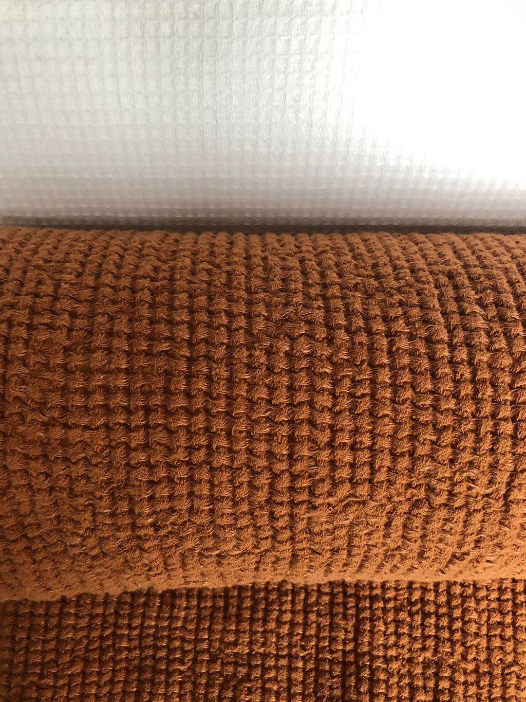 Waffle Linen Cotton Fabric: 94" Wide Squash BGO147W - By The Metre