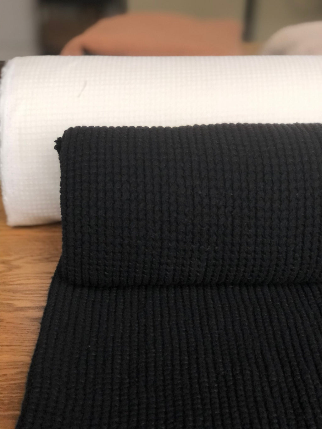 Black Waffle Linen Cotton Fabric: 94" Extra Wide, Bath & Spa Towel