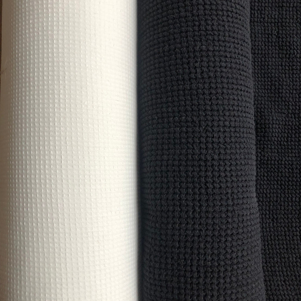 Black Waffle Linen Cotton Fabric: 94" Extra Wide, Bath & Spa Towel