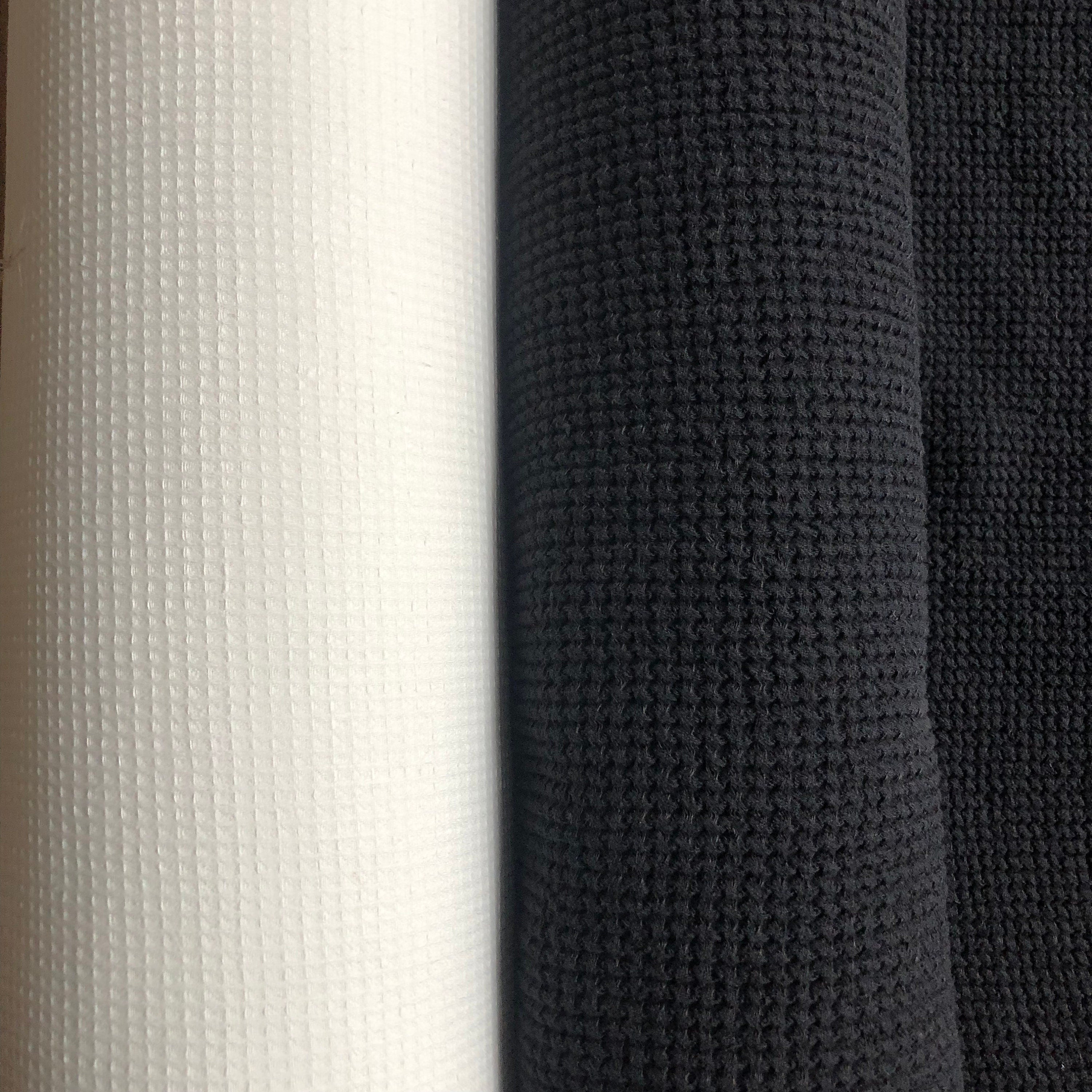 Black Waffle Linen Cotton Fabric: 94" Extra Wide, Bath & Spa Towel