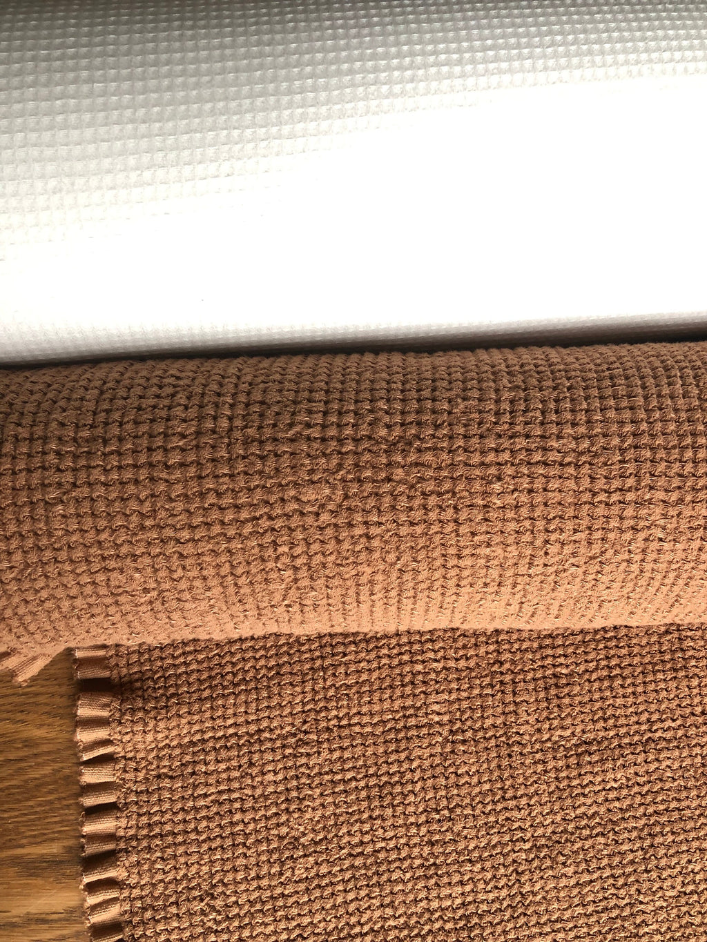 Wide Waffle Linen Cotton Fabric: Natural Weave, 94" Wide