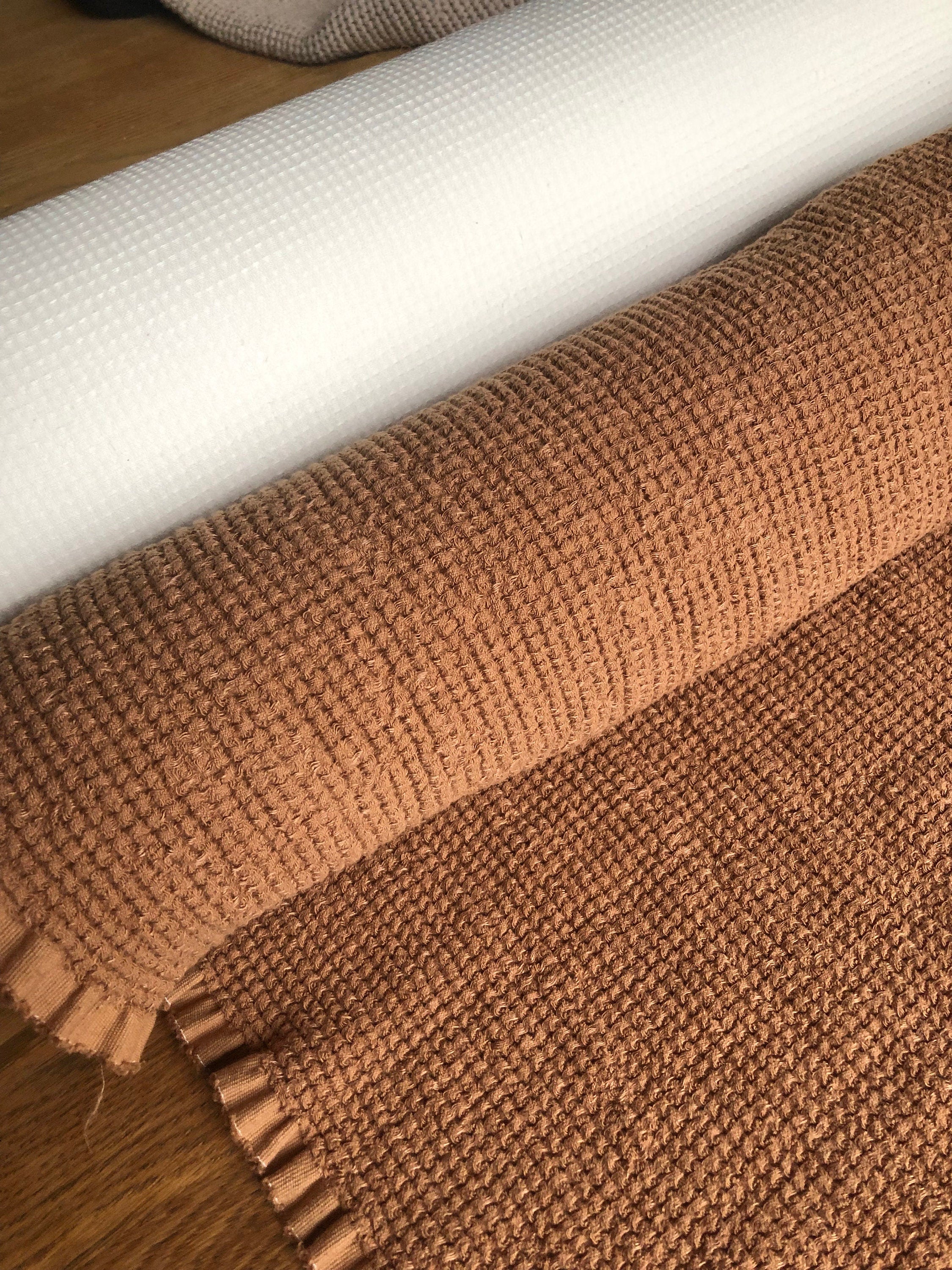 Wide Waffle Linen Cotton Fabric: Natural Weave, 94" Wide