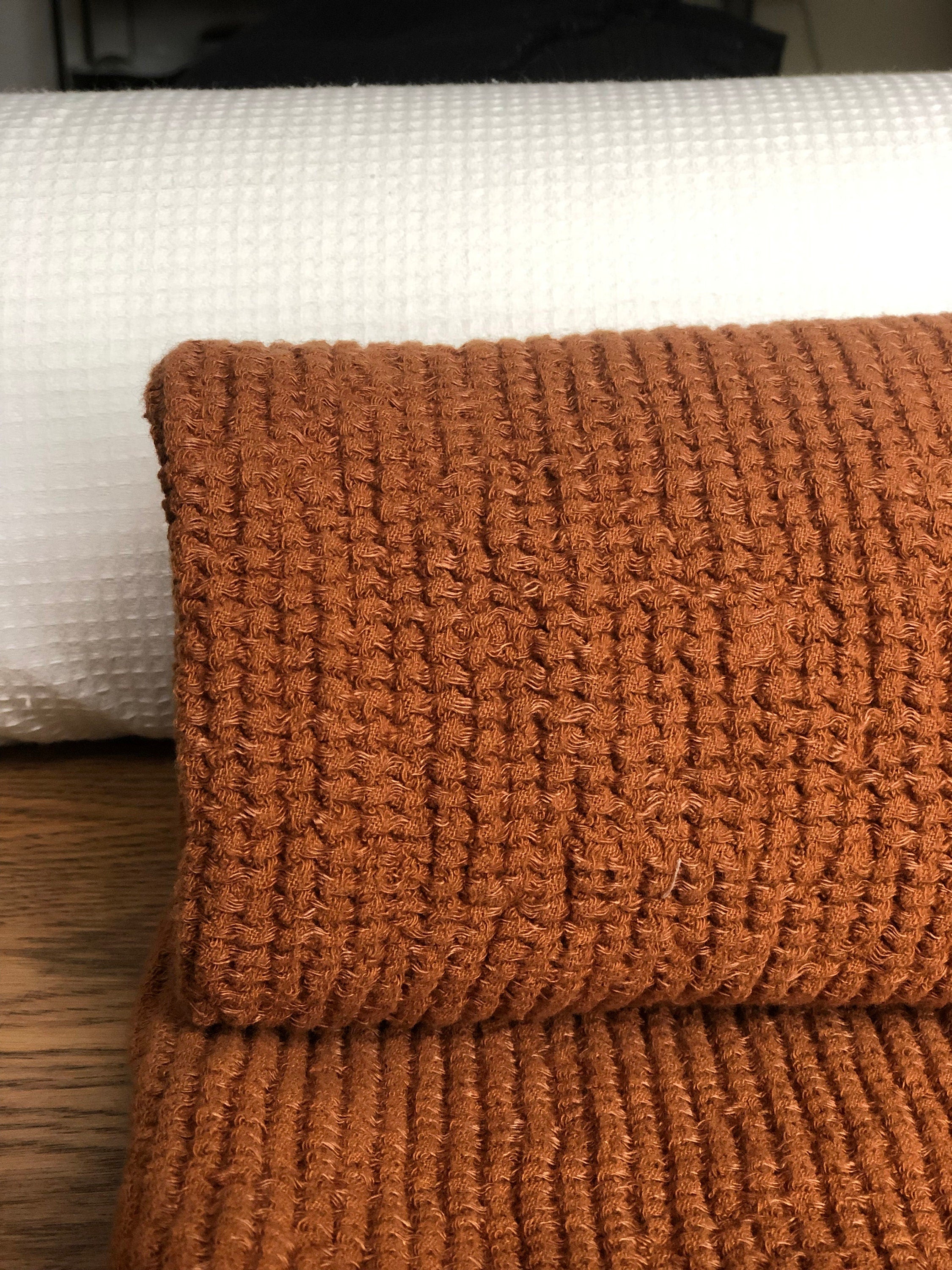 Waffle Linen Cotton Fabric: 94" Wide Squash BGO147W - By The Metre