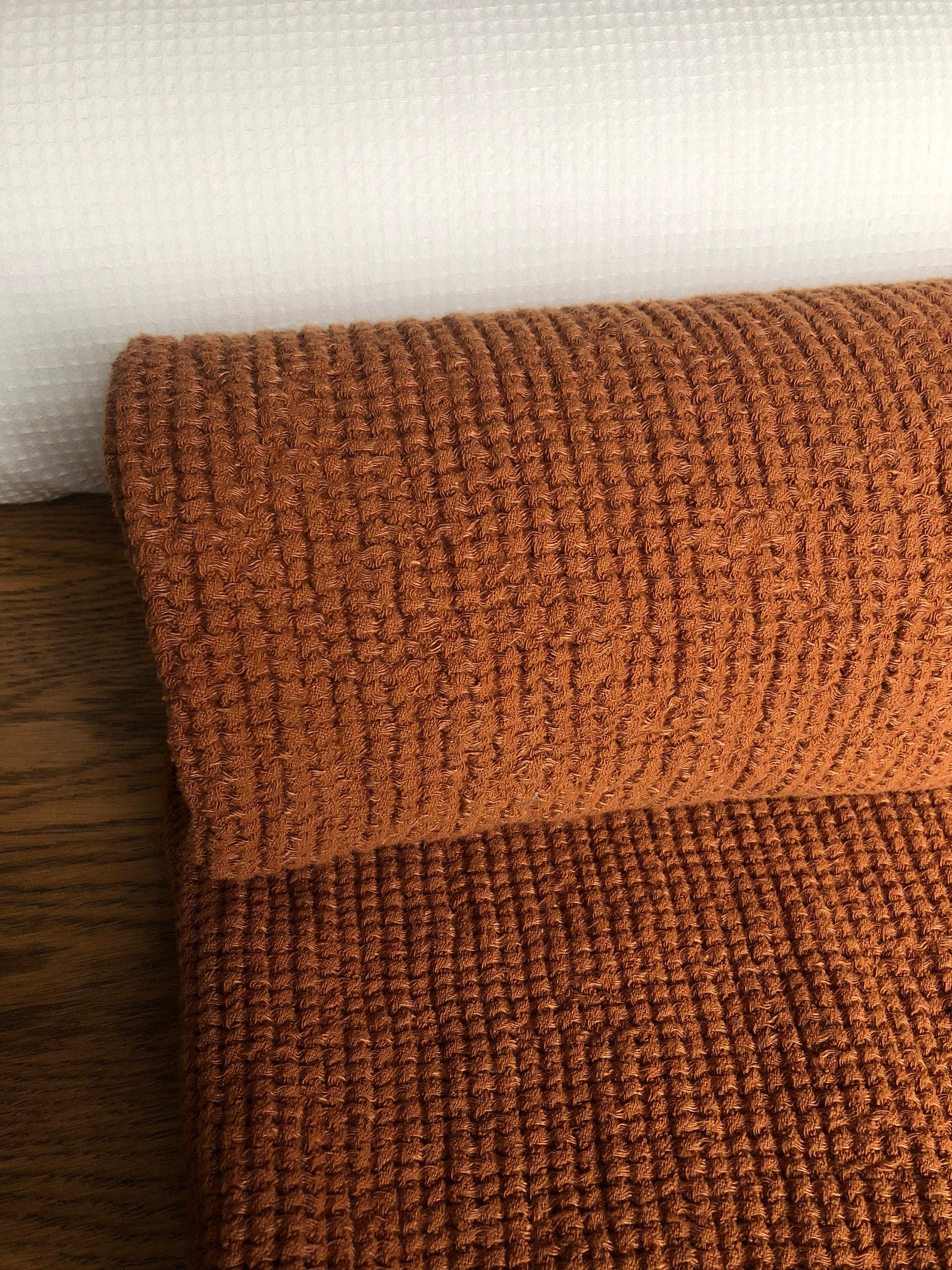 Waffle Linen Cotton Fabric: 94" Wide Squash BGO147W - By The Metre