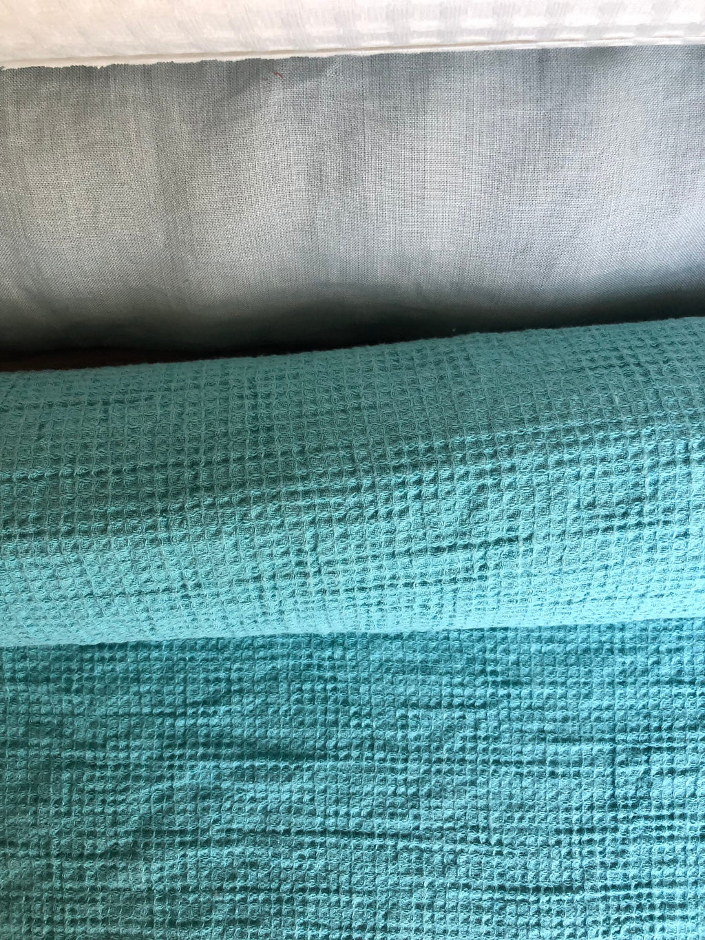 Ocean Blue Waffle Linen Cotton Fabric: Bath, Kitchen, Spa Towel - BGO138