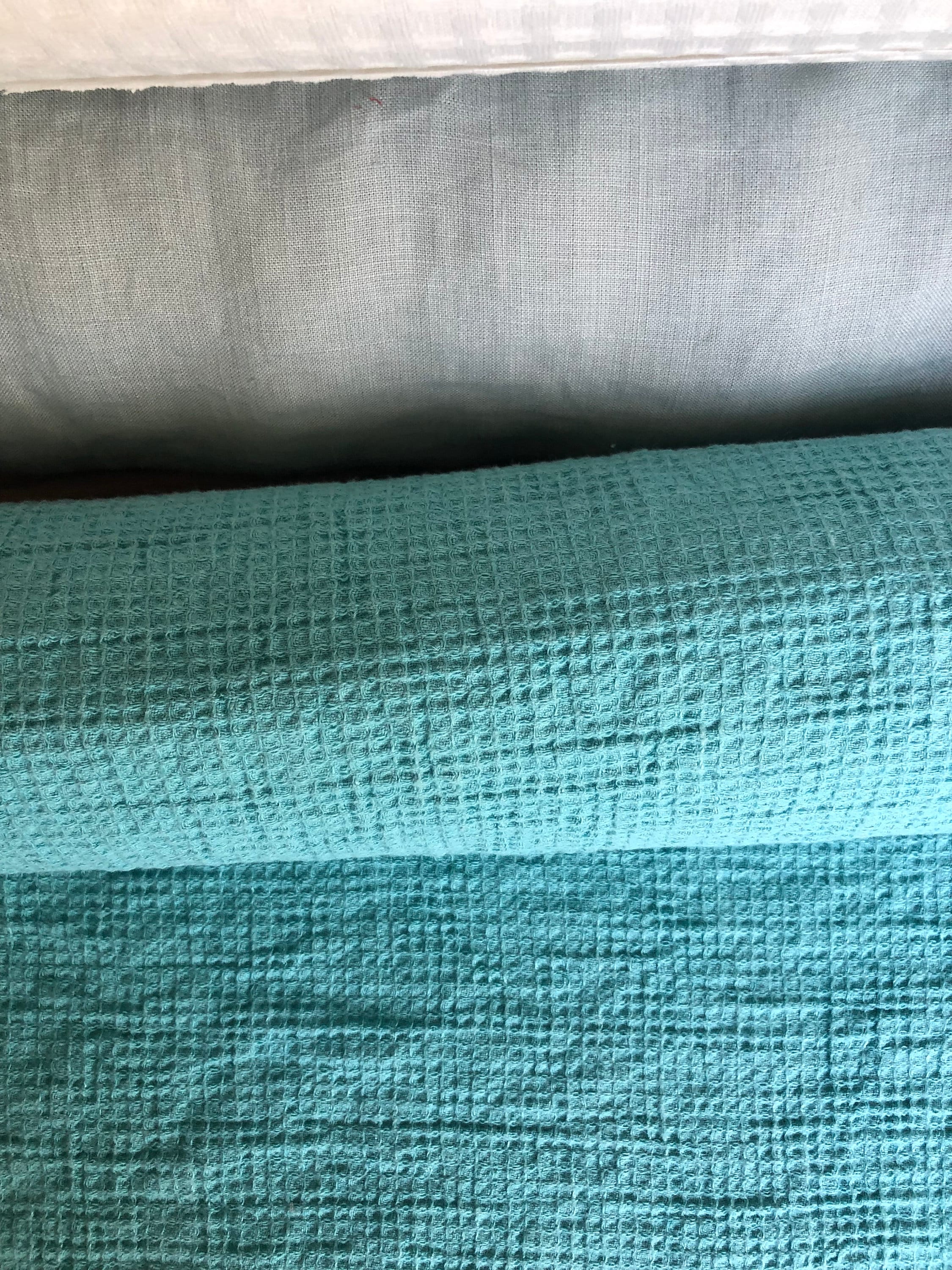 Ocean Blue Waffle Linen Cotton Fabric: Bath, Kitchen, Spa Towel - BGO138