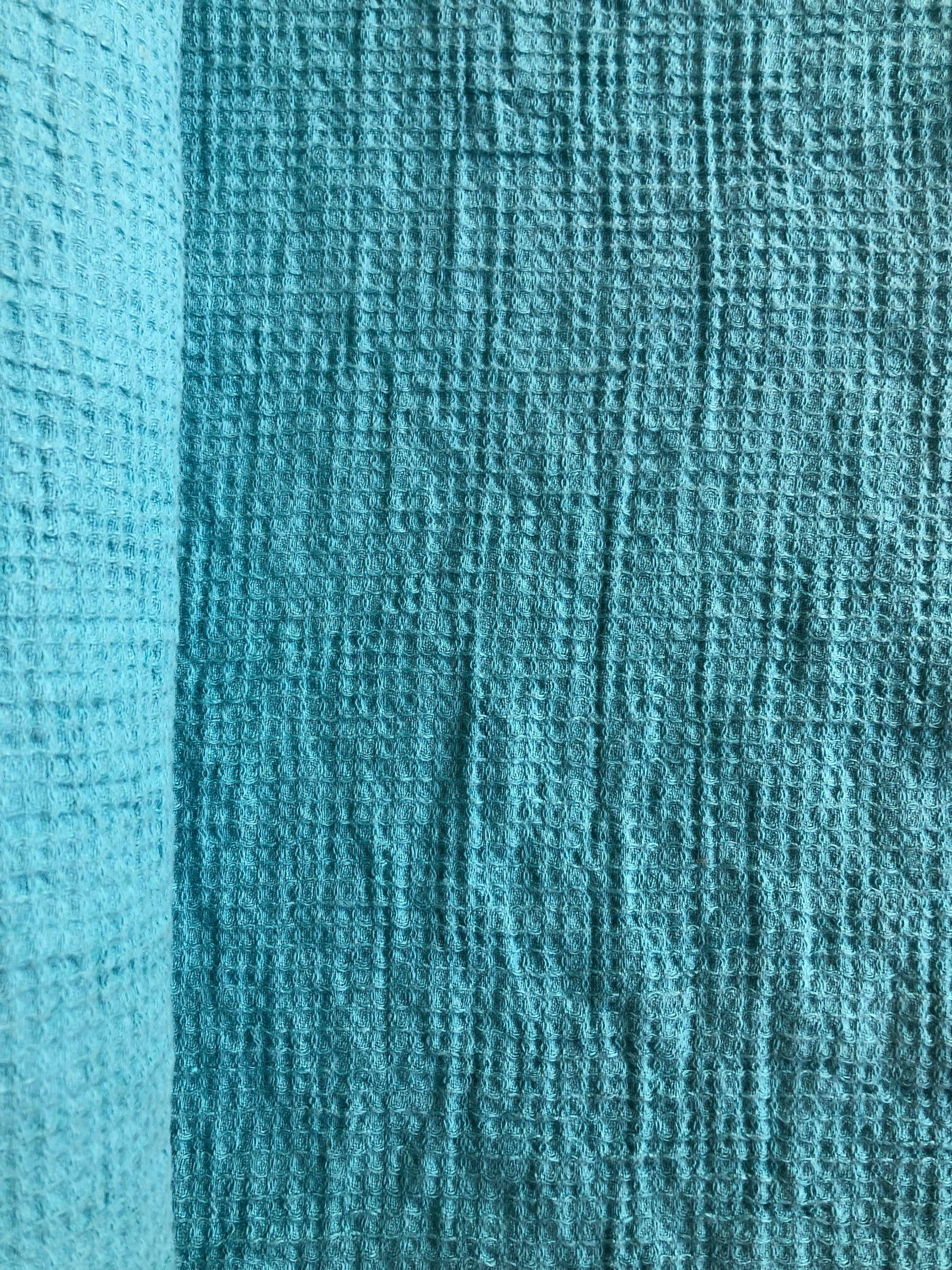 Ocean Blue Waffle Linen Cotton Fabric: Bath, Kitchen, Spa Towel - BGO138