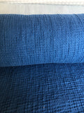 Marine Blue Waffle Linen Cotton Fabric: Bath & Spa Towel Material