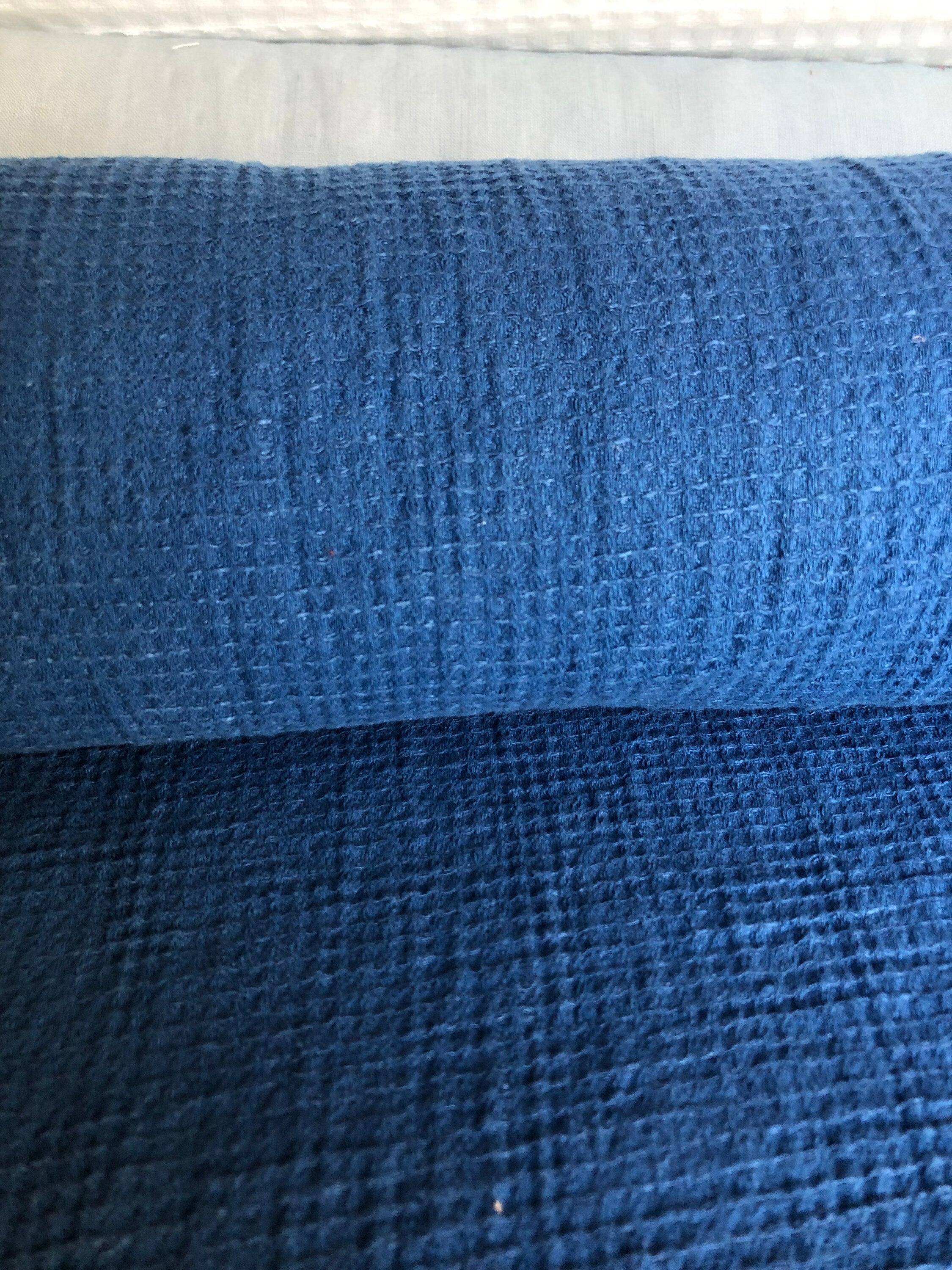 Marine Blue Waffle Linen Cotton Fabric: Bath & Spa Towel Material