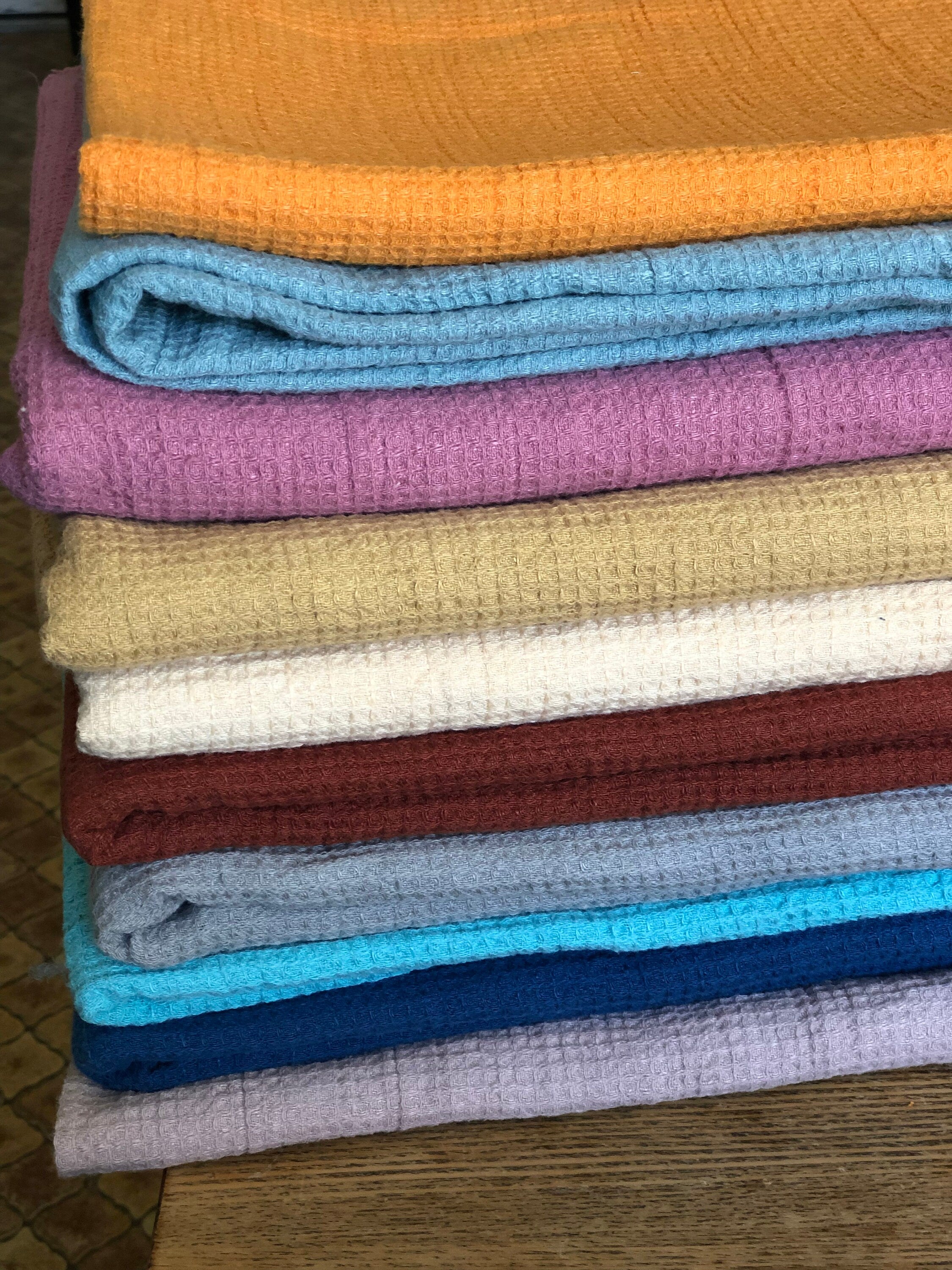 Waffle Linen Cotton Fabric: Natural White BGO138, 140cm Wide