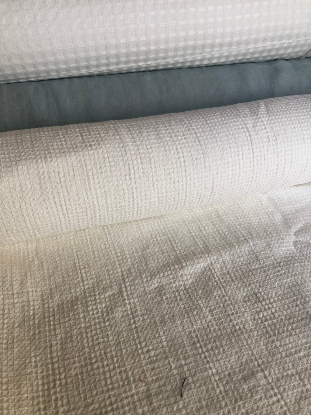 Waffle Linen Cotton Fabric: Natural White BGO138, 140cm Wide