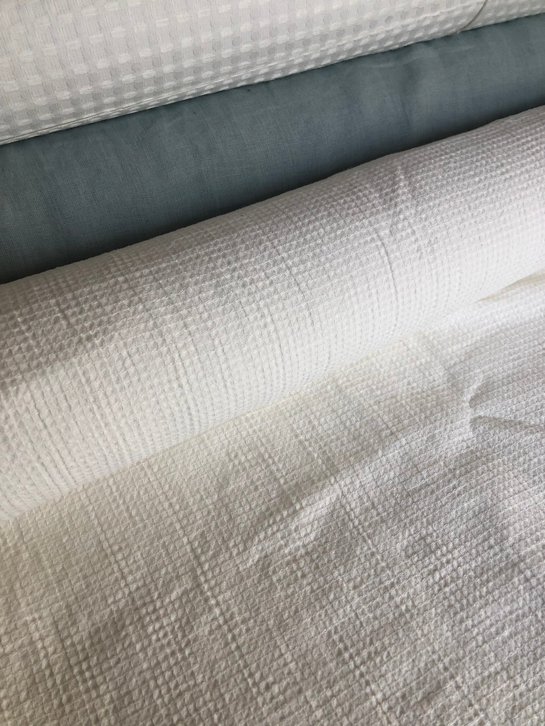 Waffle Linen Cotton Fabric: Natural White BGO138, 140cm Wide