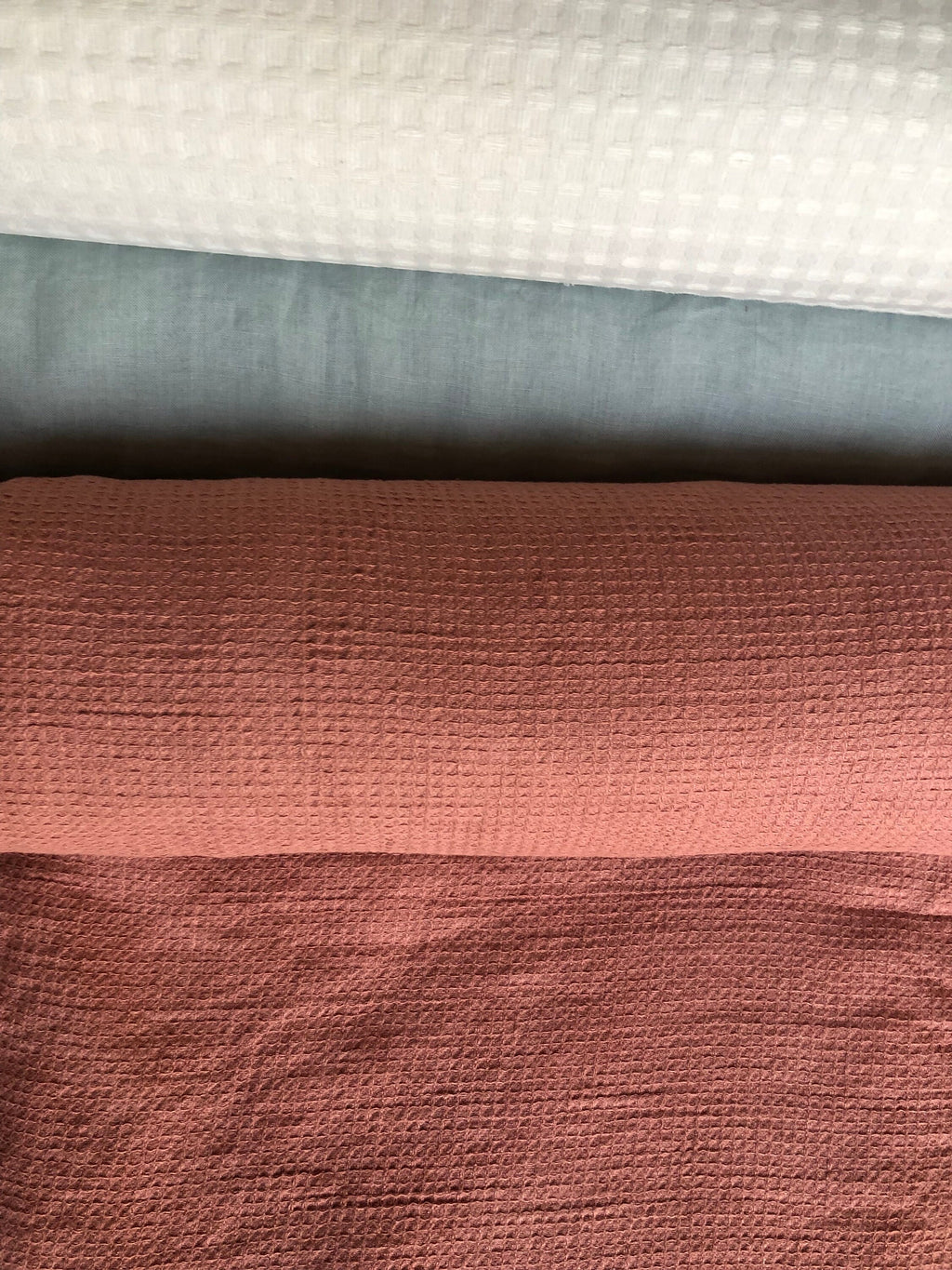 Coral Waffle Linen Cotton Fabric: Bath, Kitchen, Spa Towel - 140cm