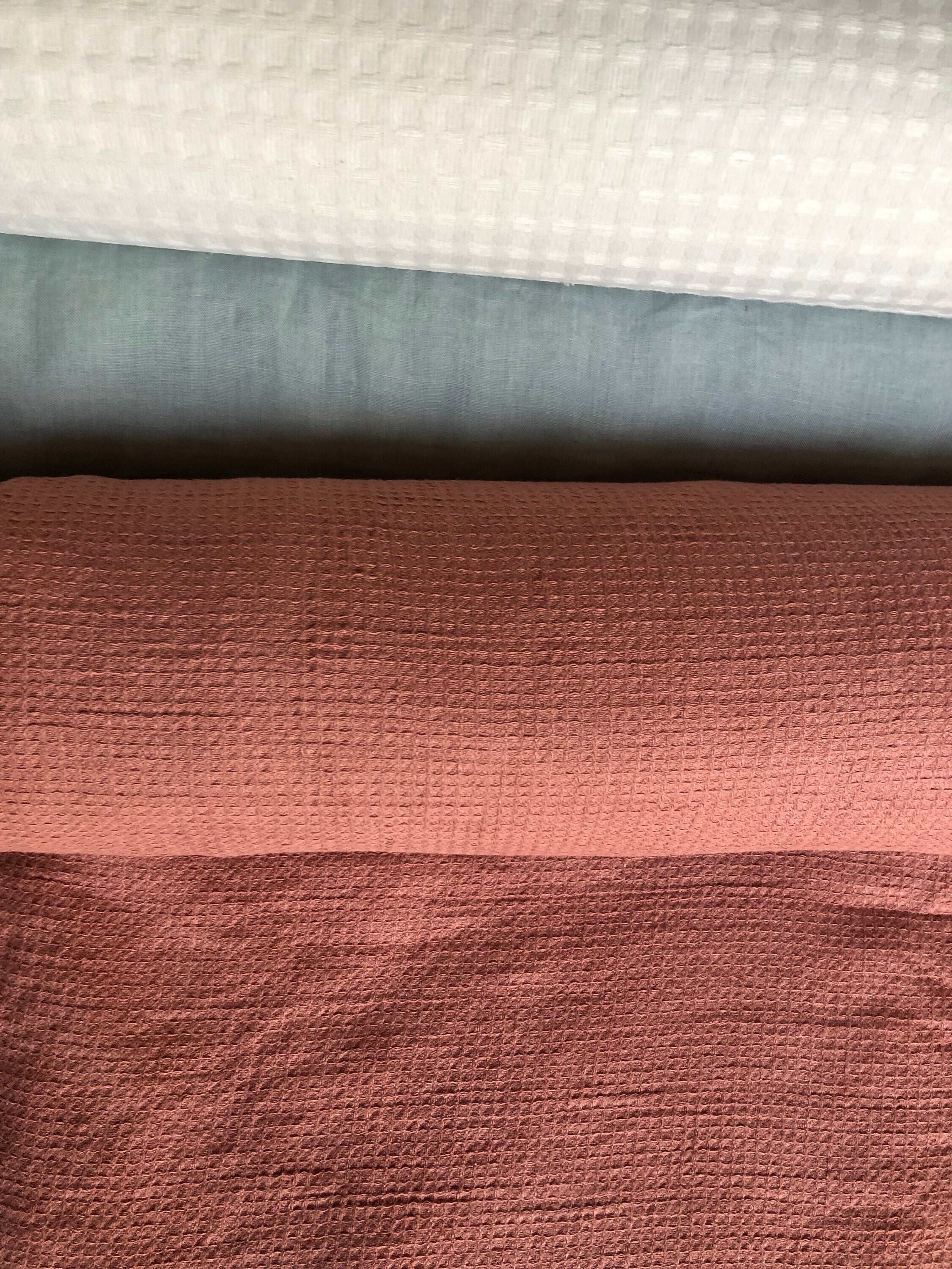 Coral Waffle Linen Cotton Fabric: Bath, Kitchen, Spa Towel - 140cm