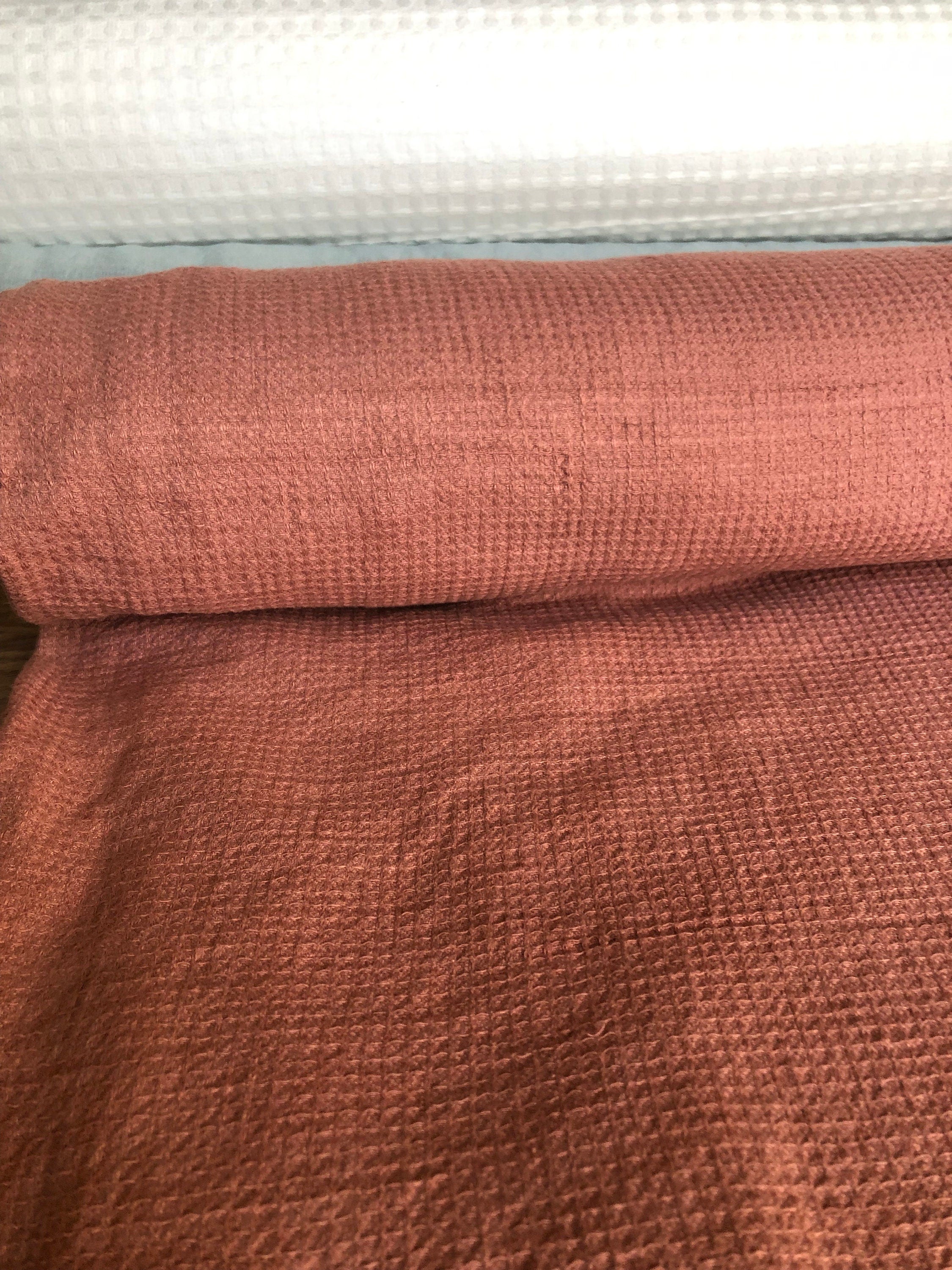 Coral Waffle Linen Cotton Fabric: Bath, Kitchen, Spa Towel - 140cm